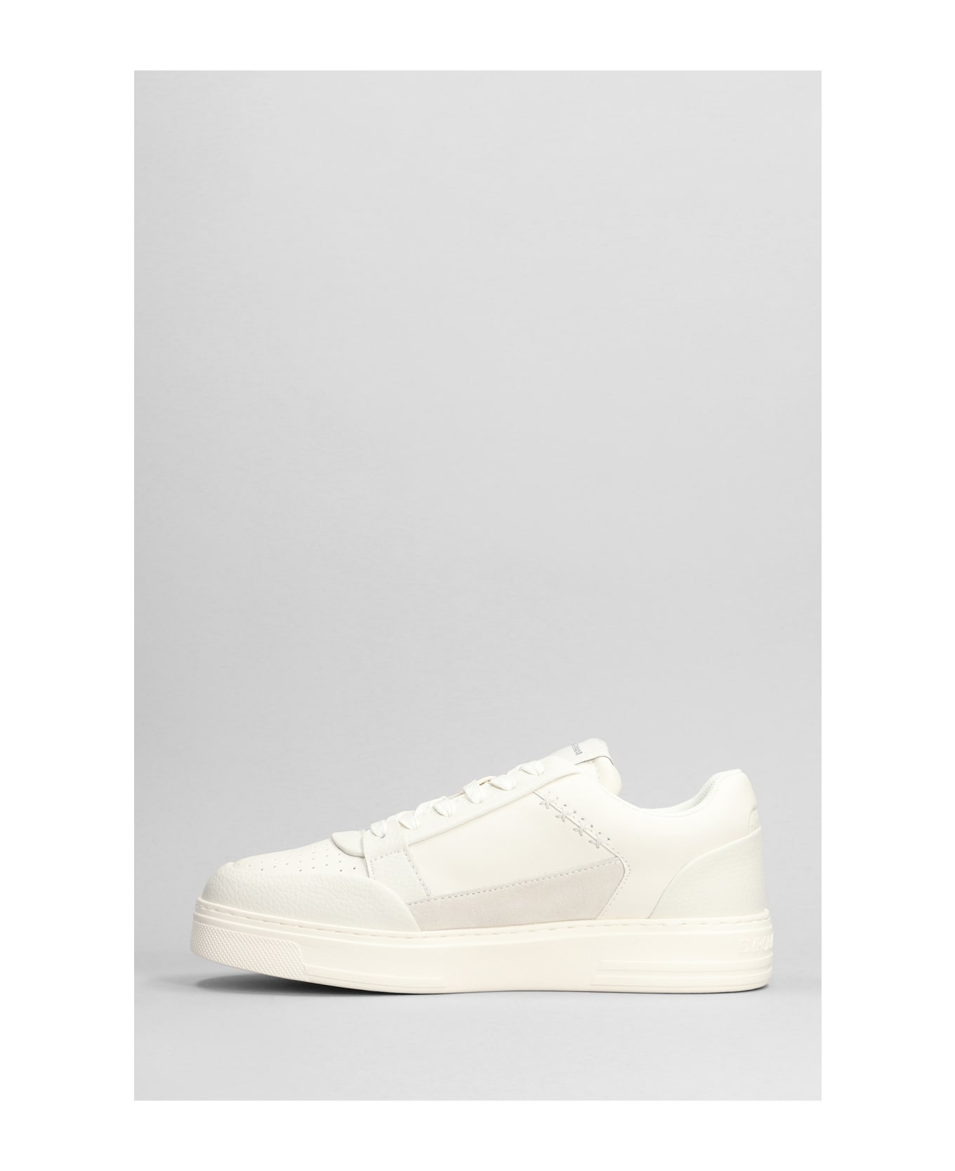 Emporio Armani Sneakers In Beige Suede And Leather - beige