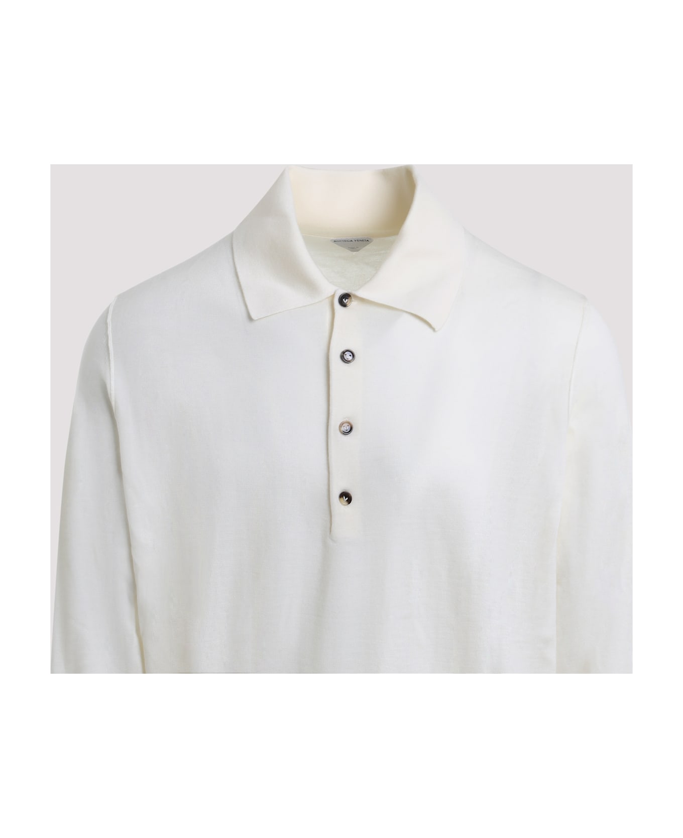 Bottega Veneta Ivory Cashmere Polo Shirt - TALC