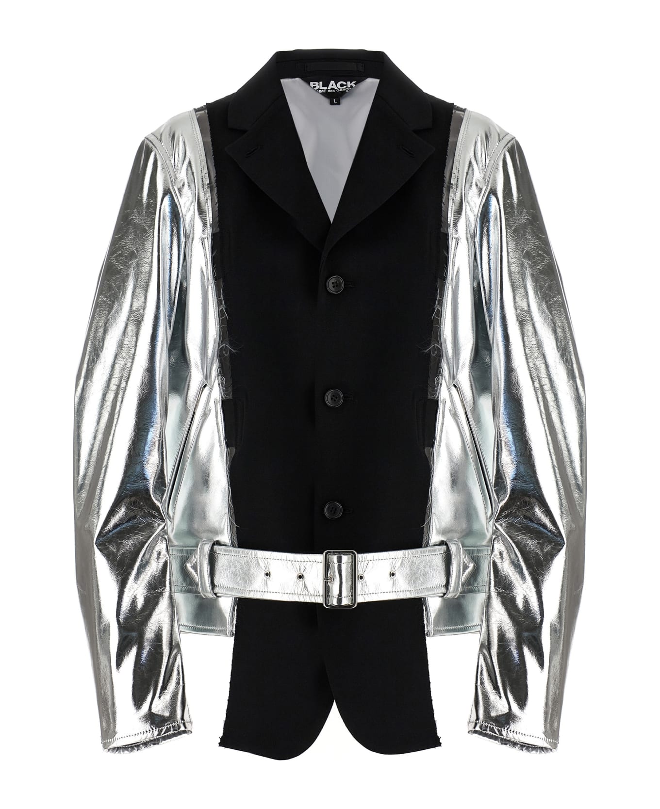 Black Comme des Garçons Laminated Jacket - Silver