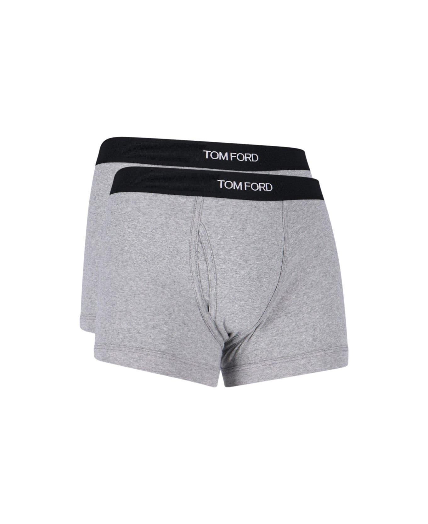 Tom Ford Logo Waistband Pack Of Two Boxers - GREY ショーツ