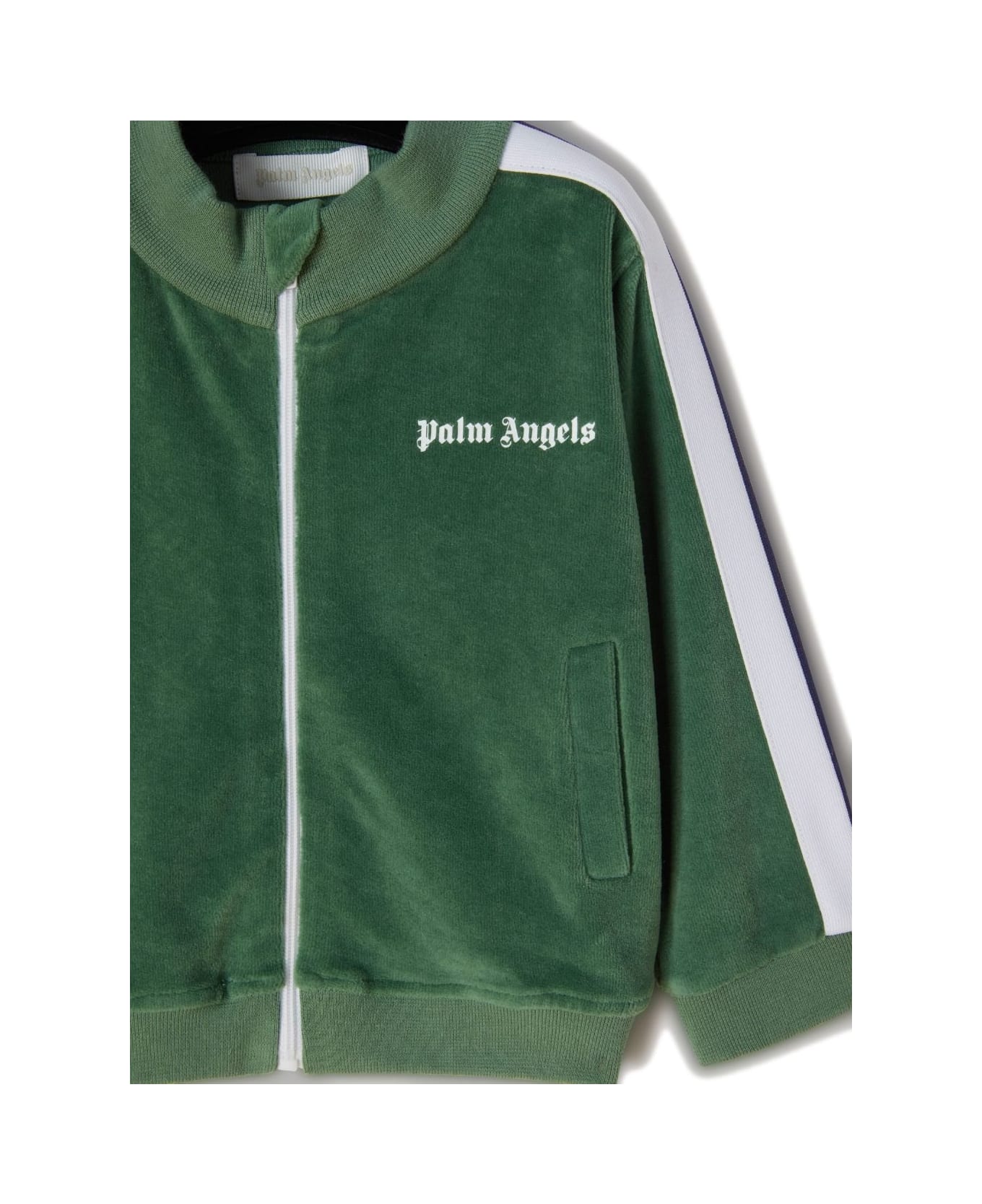 Palm Angels Green Track Jacket With Zip And Logo - Green