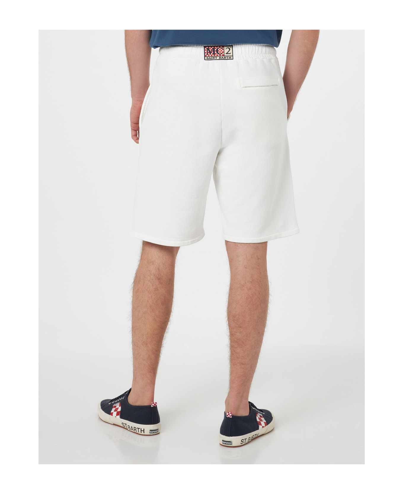 MC2 Saint Barth Man White Cotton Fleece Bermuda Shorts Randle - WHITE