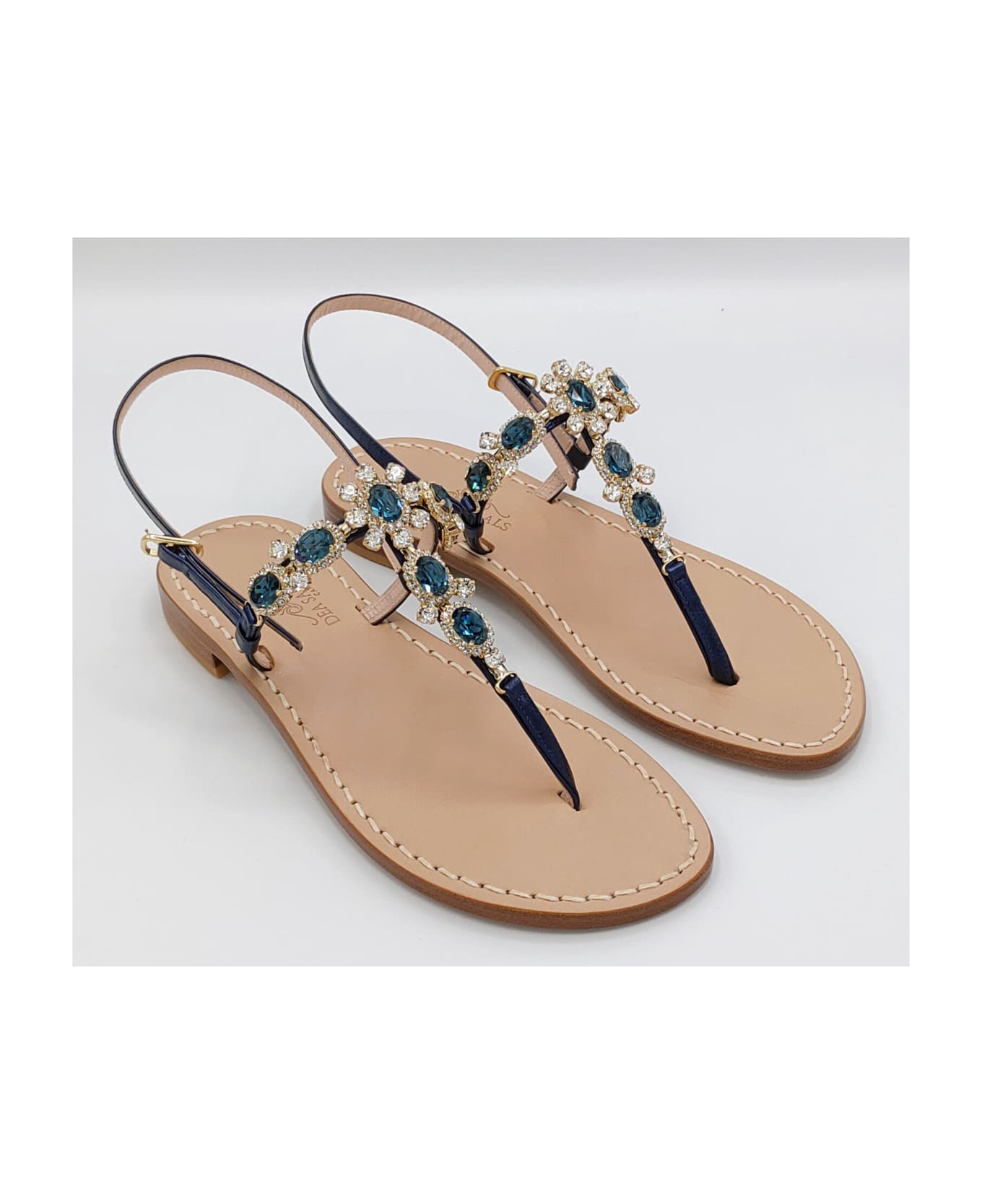 Dea Sandals Via Krupp Jewel Flip Flops Sandals - blu navy, crystal, blu montana