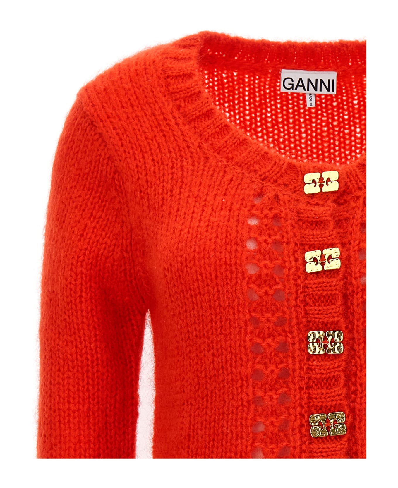 Ganni Red Mohair Blend Cardigan - 474