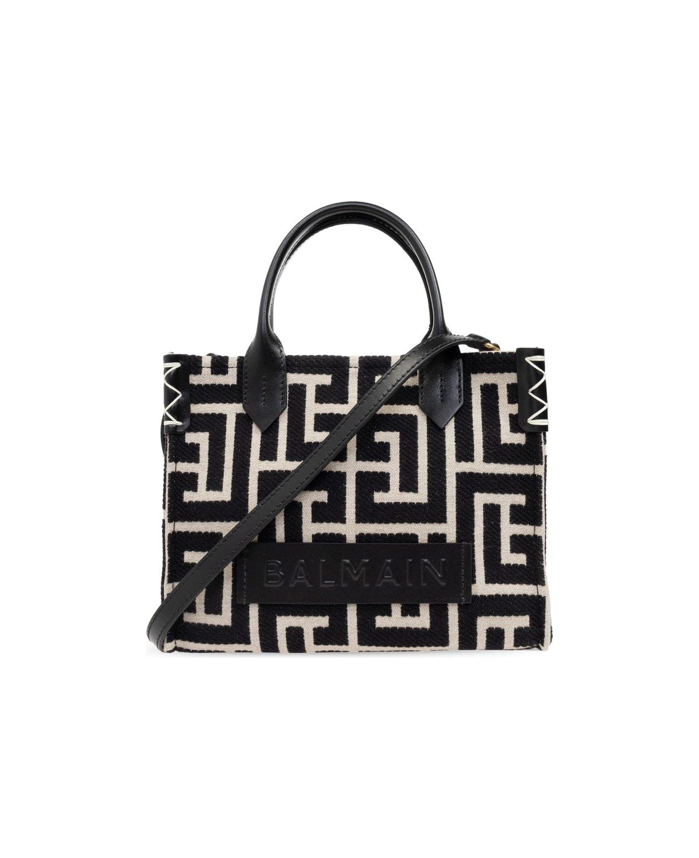 Balmain B Army Monogram Jacquard Small Tote Bag - White/Black