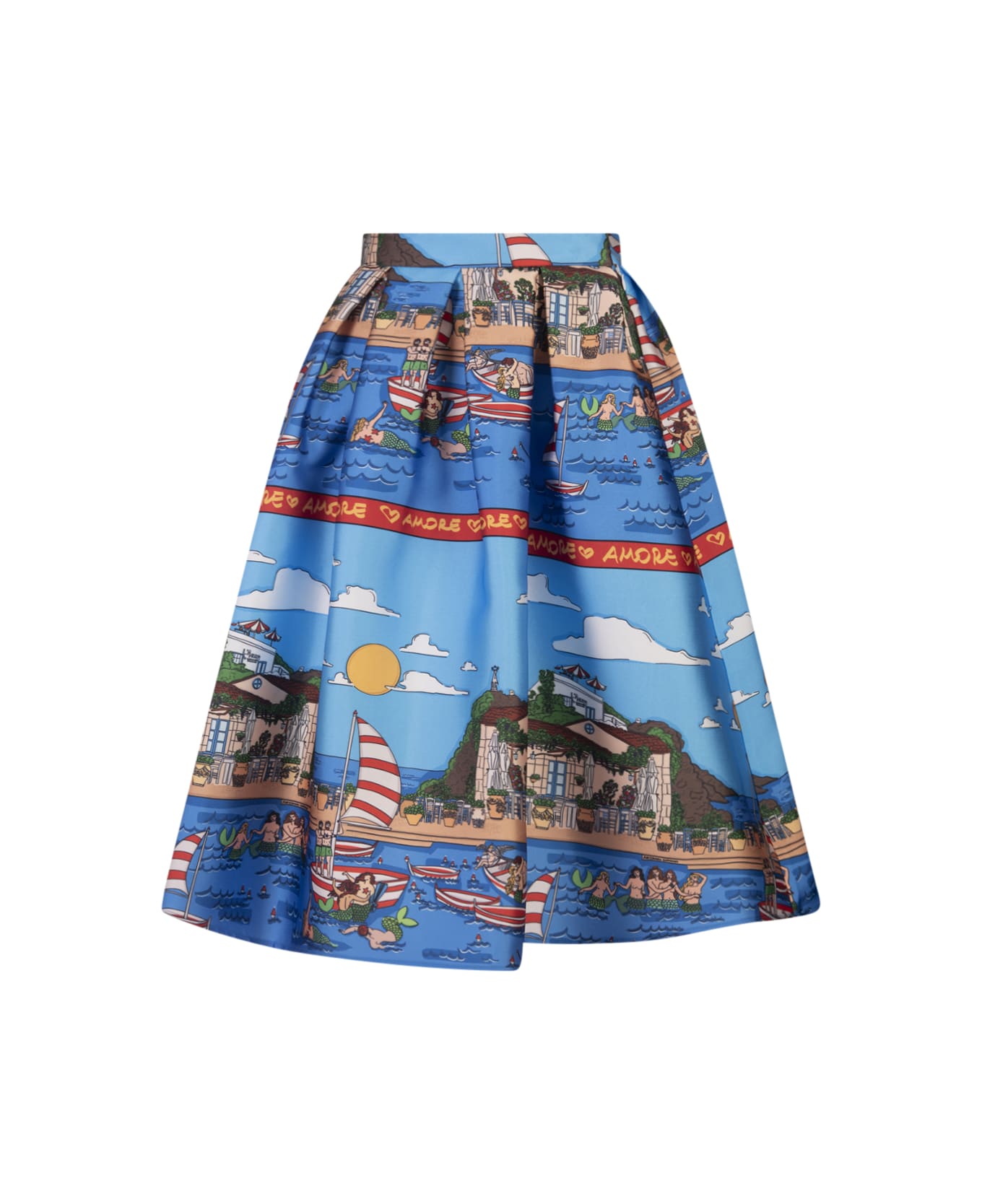 Alessandro Enriquez Midi Skirt With Marzameni Print - Blue スカート