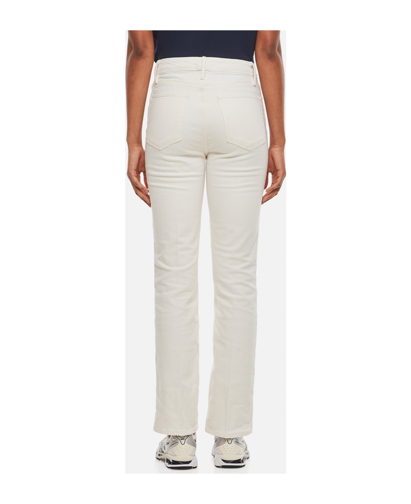 Frame Le Super High Straight Leg Cotton Jeans - White ボトムス