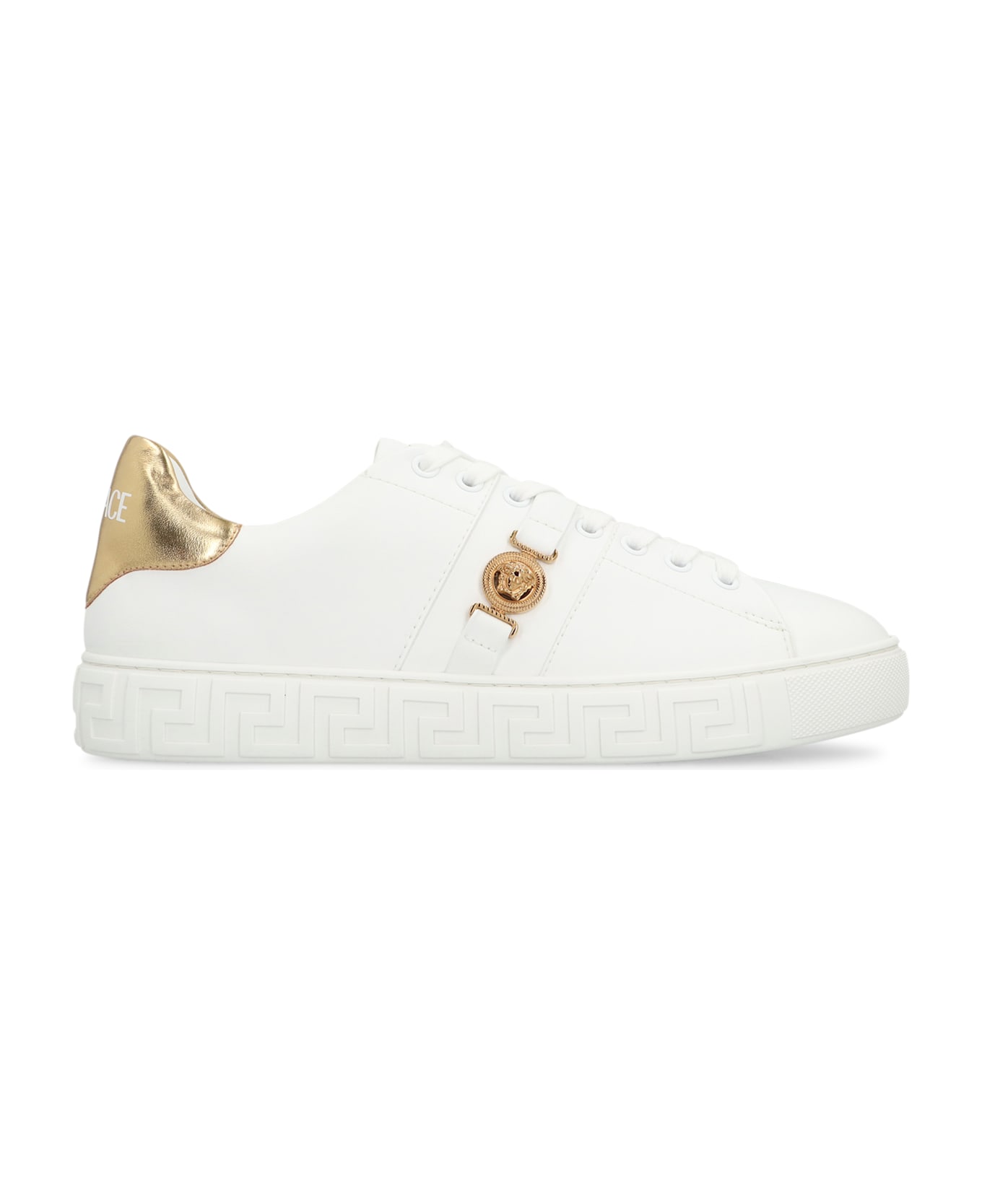 Versace Faux Leather Low-top Sneakers - White