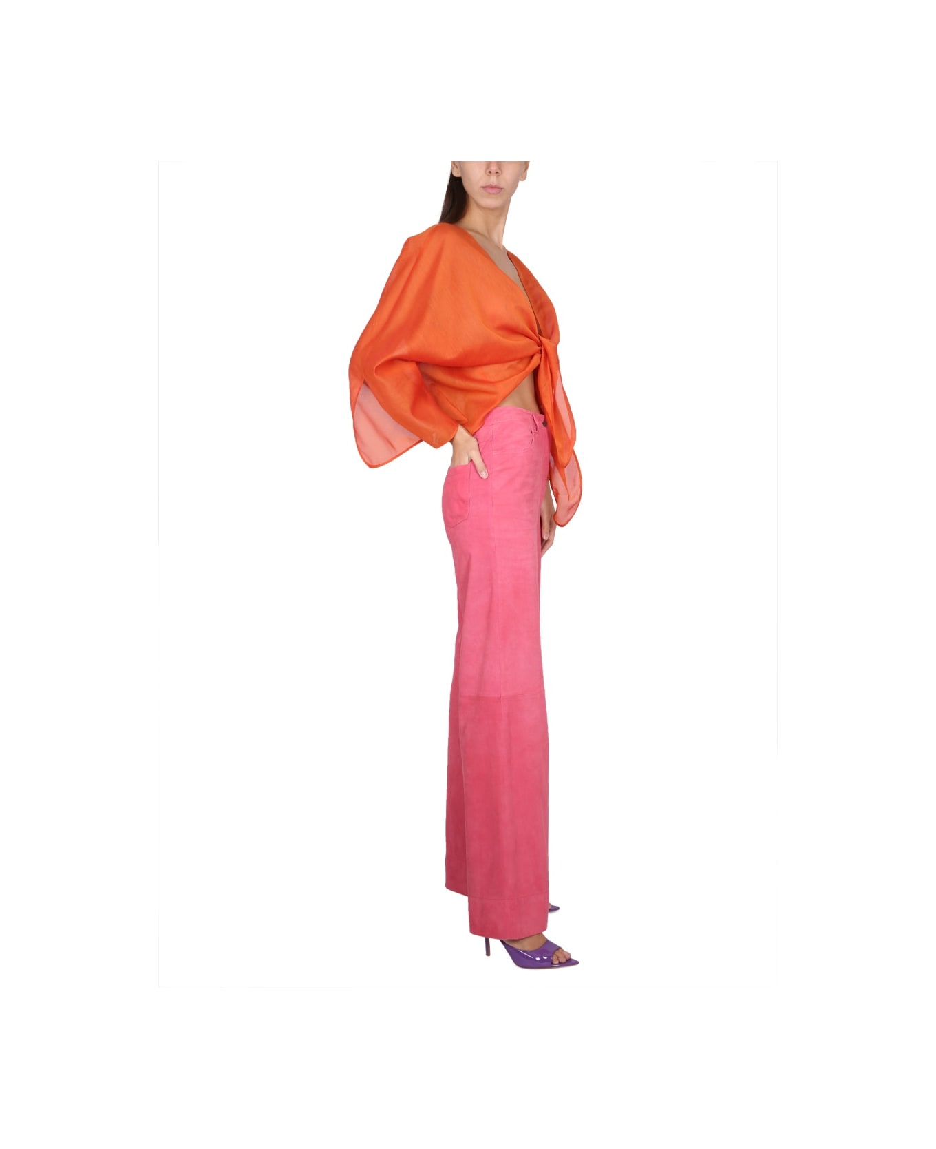 Alberta Ferretti Wide Pants - FUCHSIA