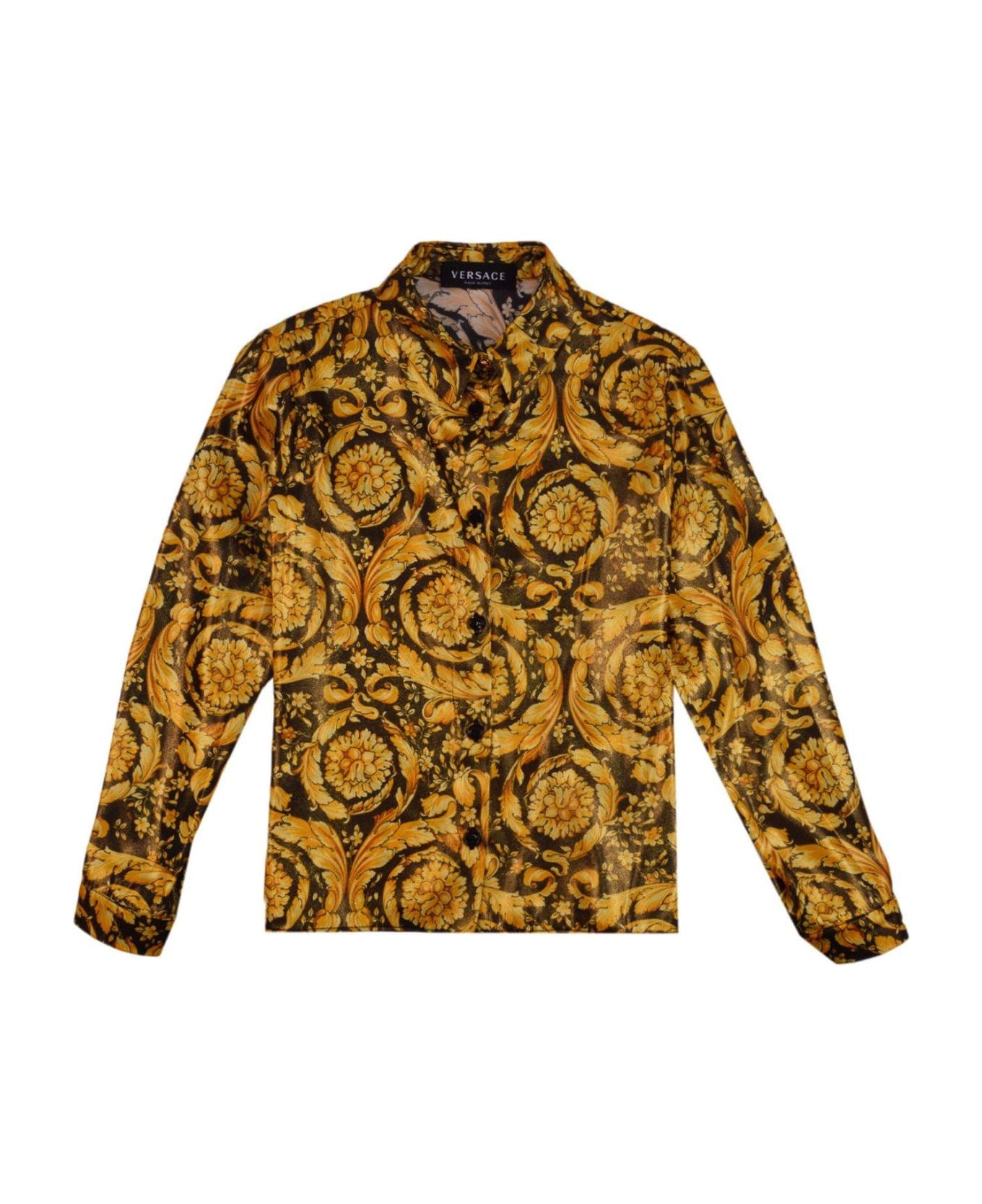 Versace Barocco-printed Buttoned Shirt - GOLD
