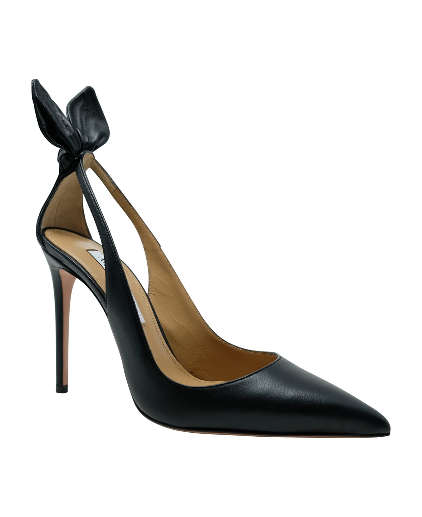 Aquazzura Black Leather Bow Tie Pump 105 Pumps - BLACK