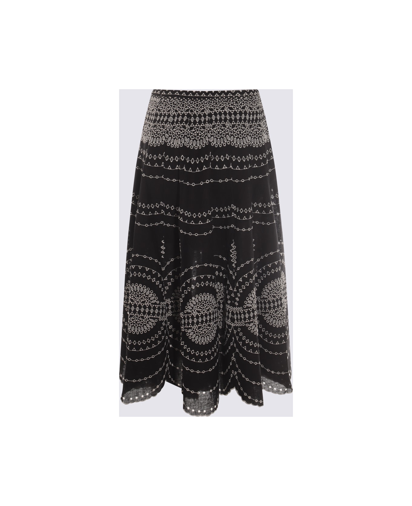 Charo Ruiz Black And White Cotton Skirt - Black
