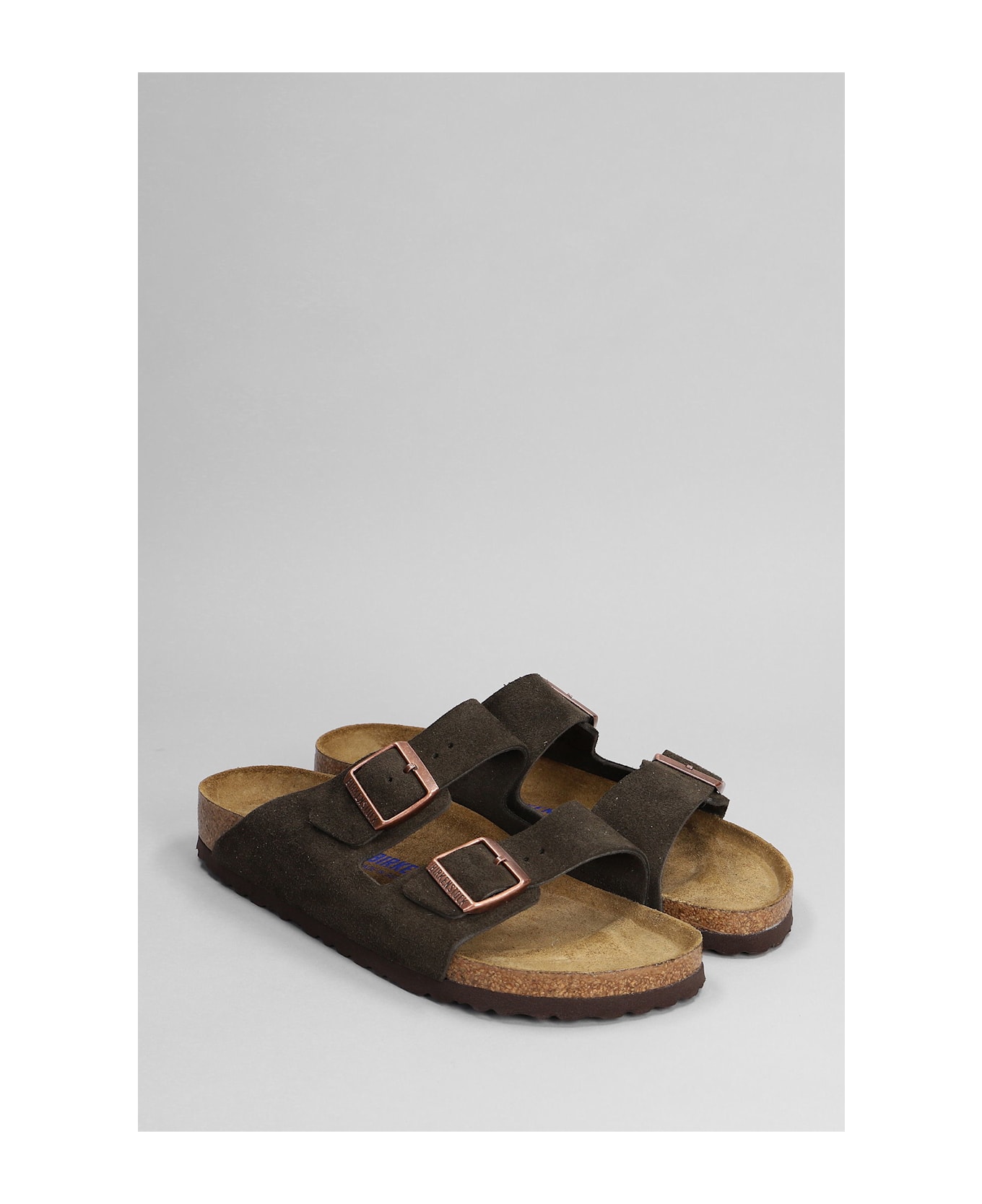 Birkenstock Arizona Sfb Flats In Brown Suede - brown