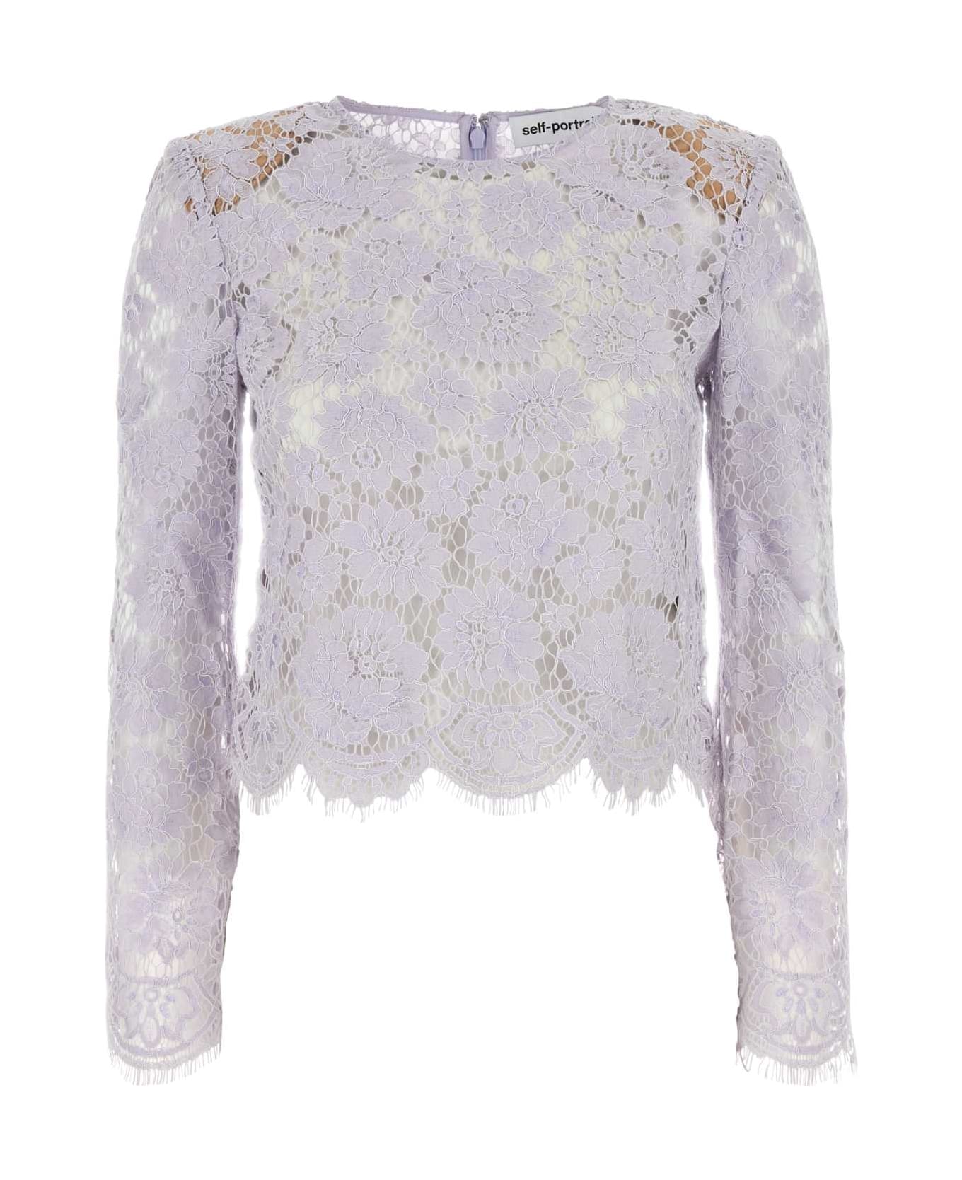 self-portrait Lilac Lace Top - LILAC