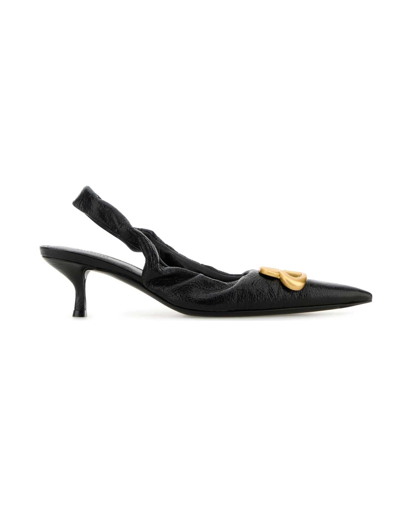 Balenciaga Black Leather Monaco Pumps - BLACKGOLD