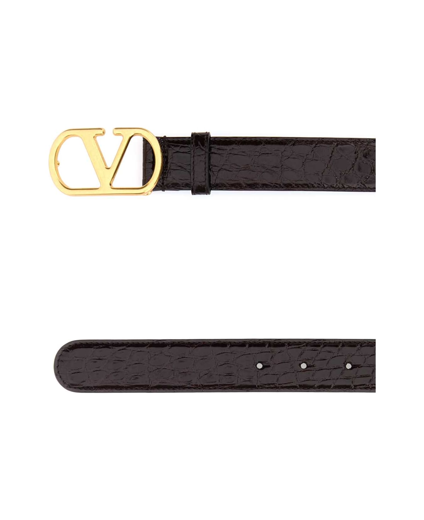 Valentino Garavani Brown Leather Vlogo Belt - OAKBROWN