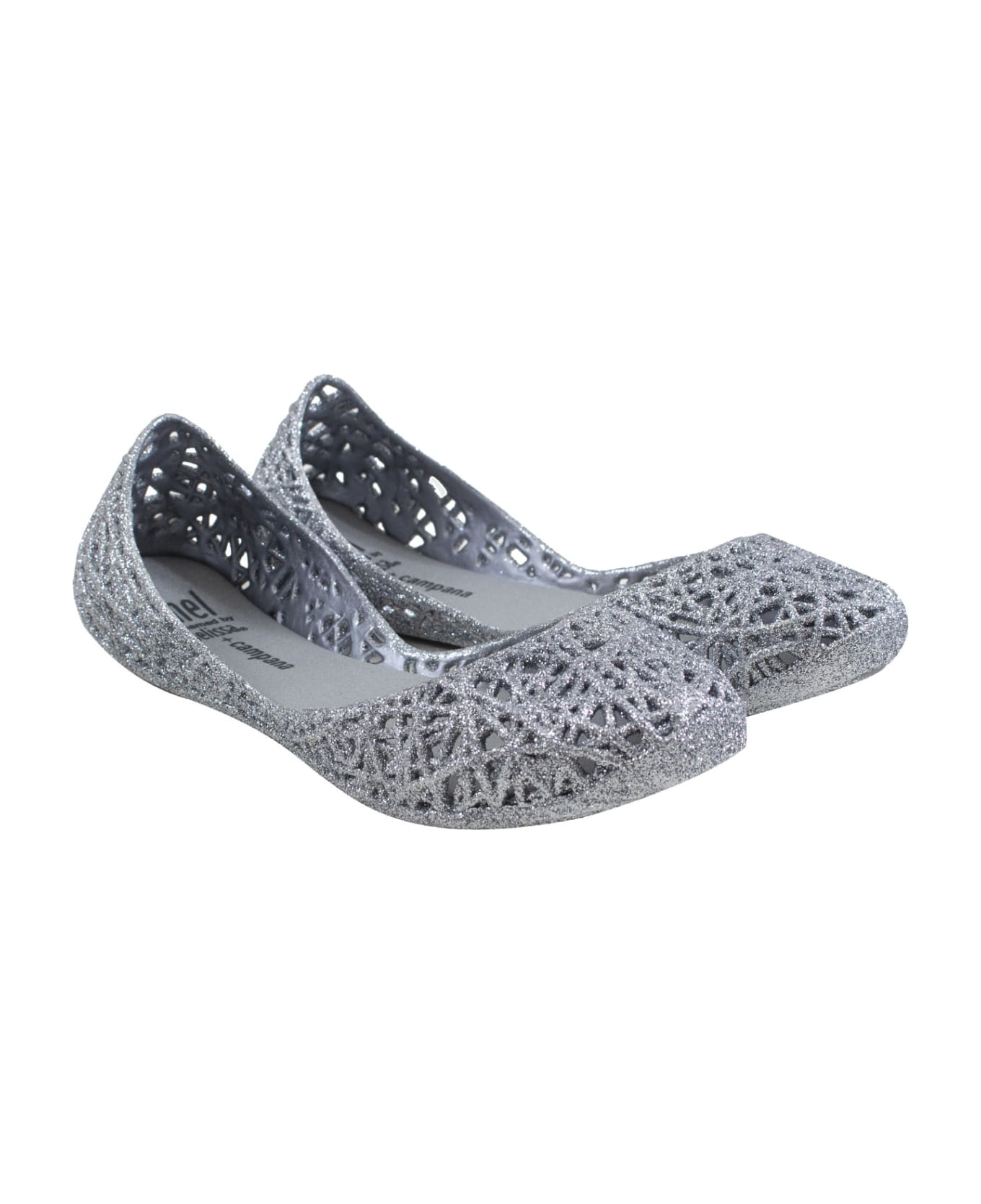 Melissa Mel Campana Zig Zag Flat Shoes - Silver