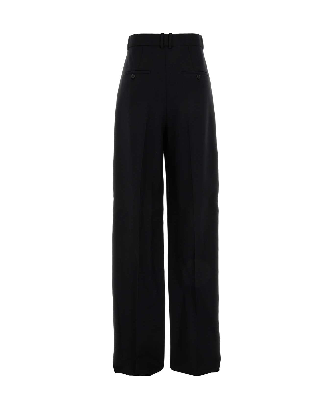 Saint Laurent Black Wool Wide-leg Pant - NOIR