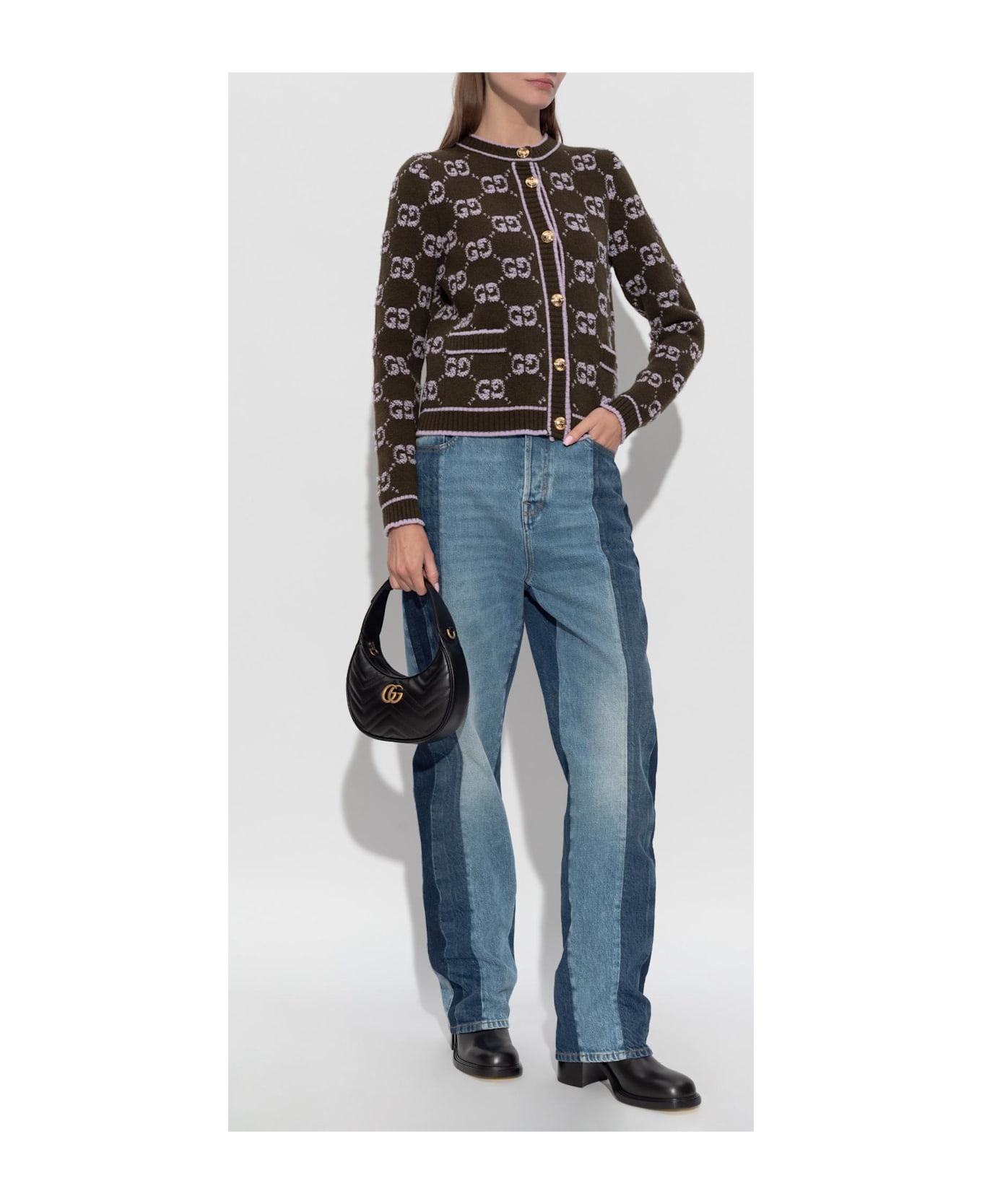 Gucci Cardigan With 
gg
 Pattern - Green