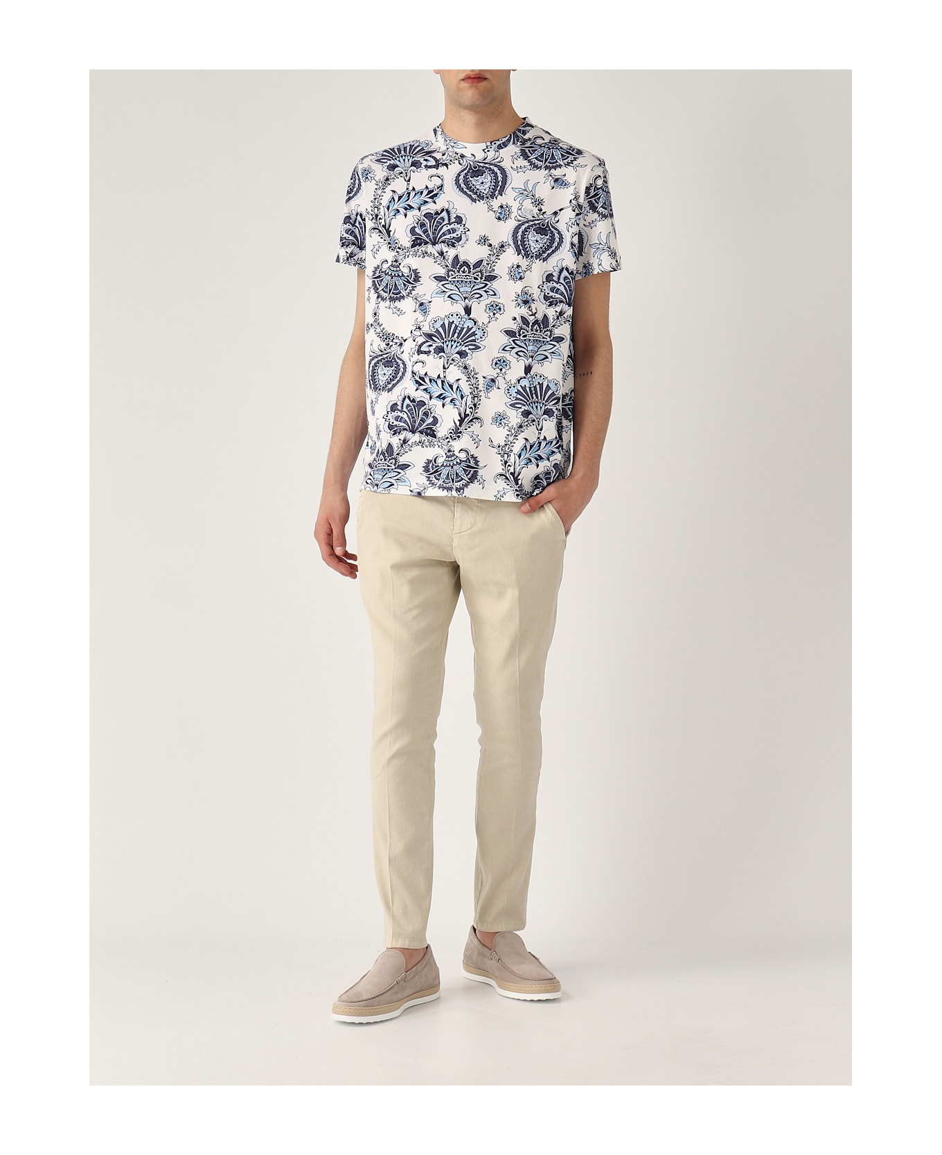 Etro T-shirt Roma Fantasia M/c T-shirt - BIANCO-BLU
