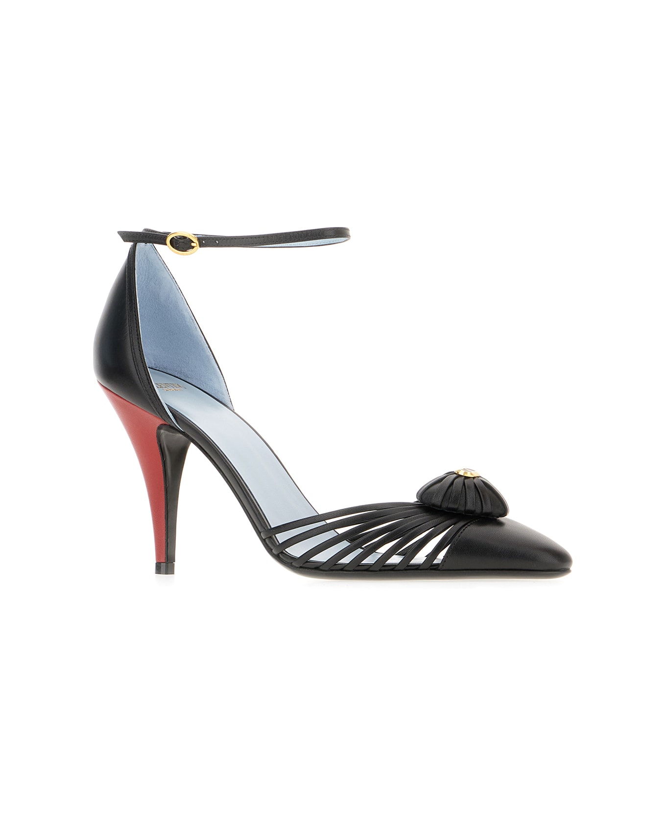 Valentino Garavani Black Leather Pumps - NERO ROSSO V