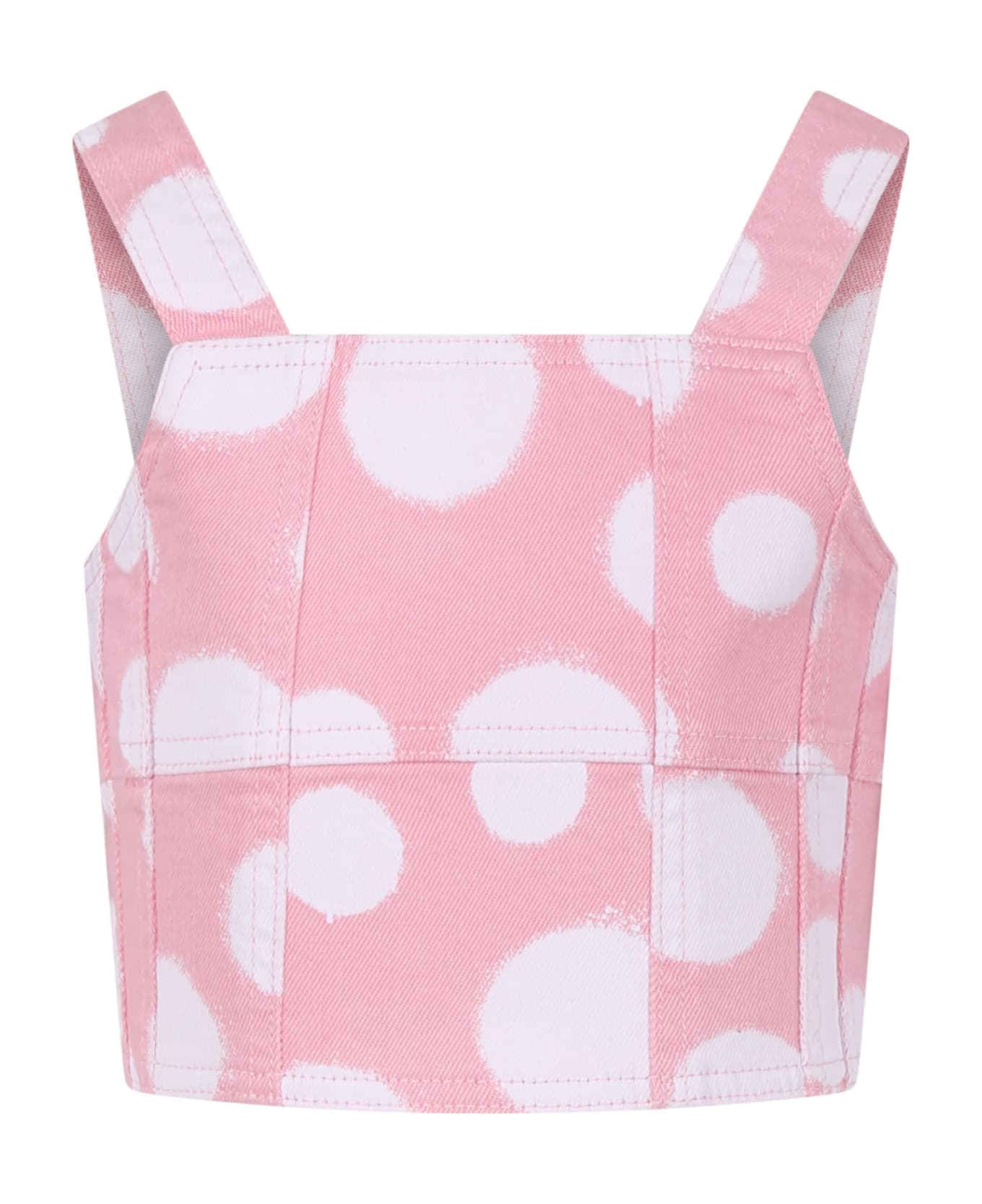 Marc Jacobs Pink Top For Girl With All-over Polka Dots - Pink トップス