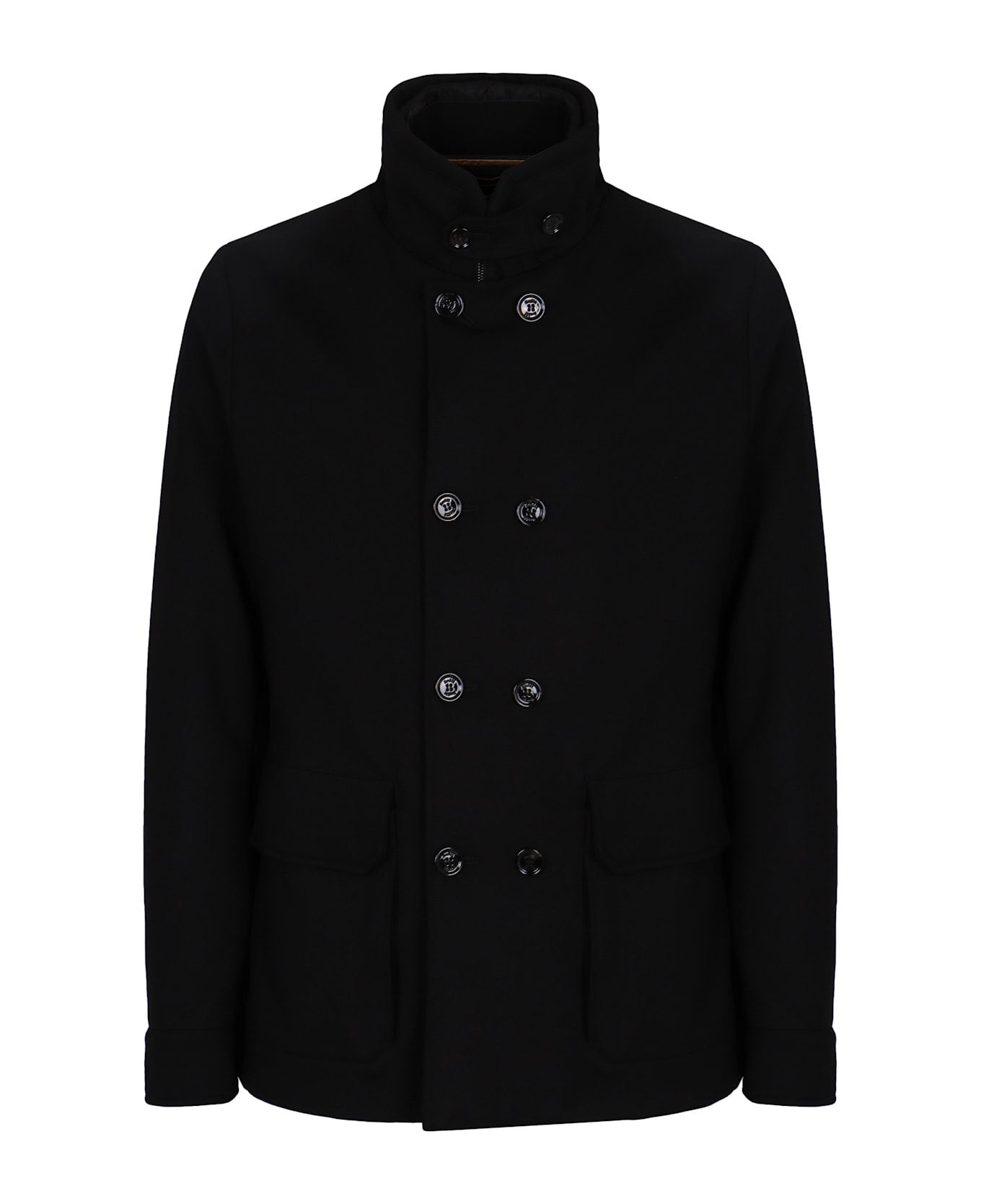 Moorer Bas Double-breasted Coat - black