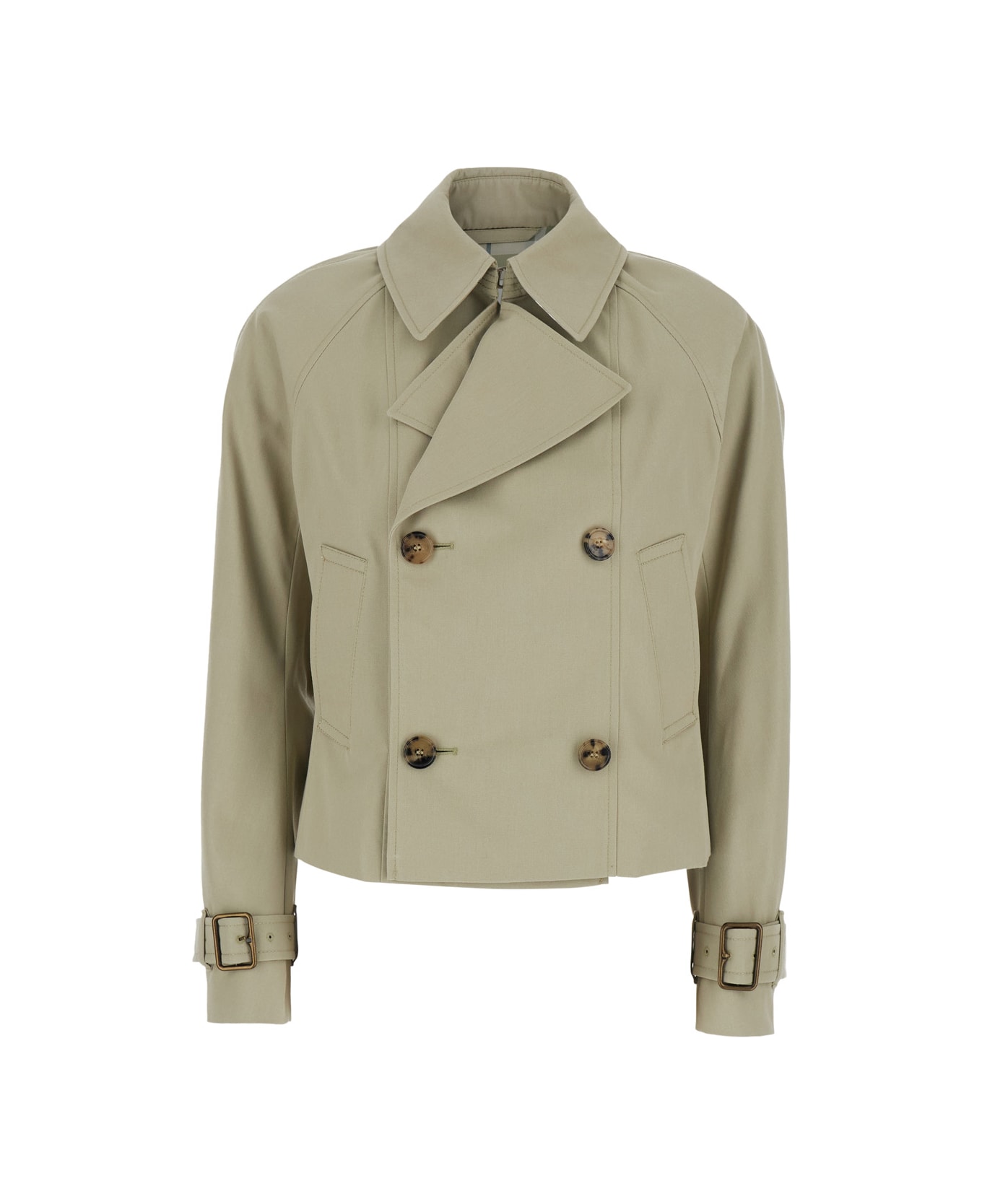Burberry Grey Double-breasted Jacket With Notched Collar And Belted Cuffs In Cotton Blend Woman - Grey