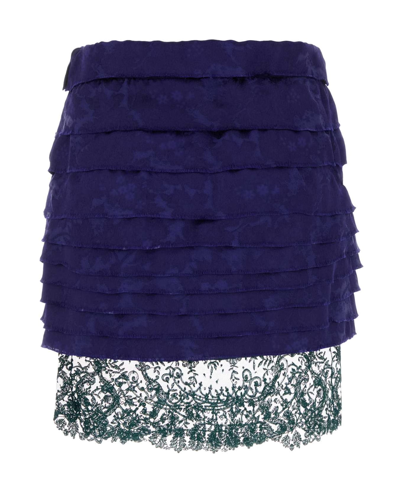 Saint Laurent Blue Jacquard Mini Skirt - BLEUSAPHIR