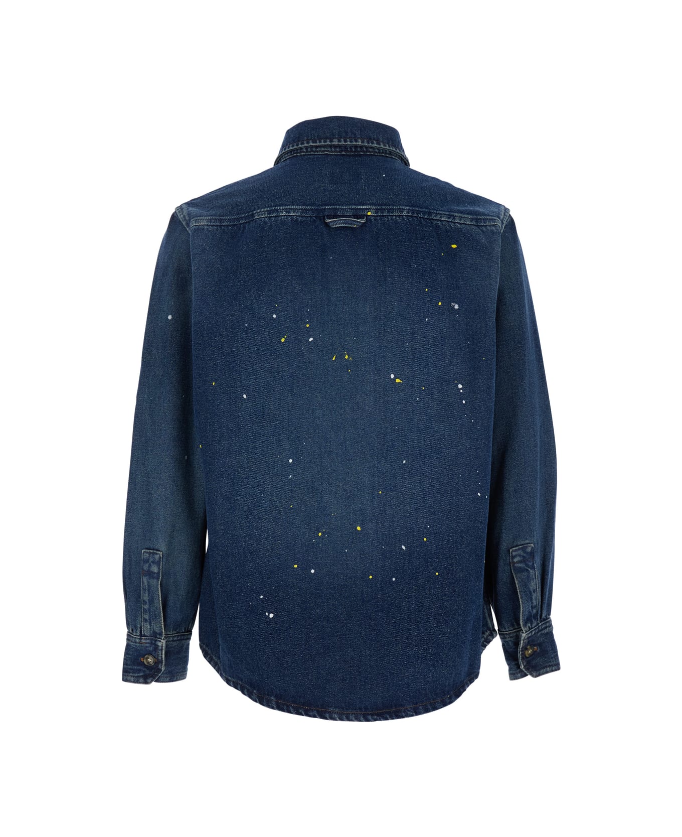 A.P.C. 
basile
 Blue Shirt With Chest Pocket And All-over Paint Effect In Cotton Man - Blu