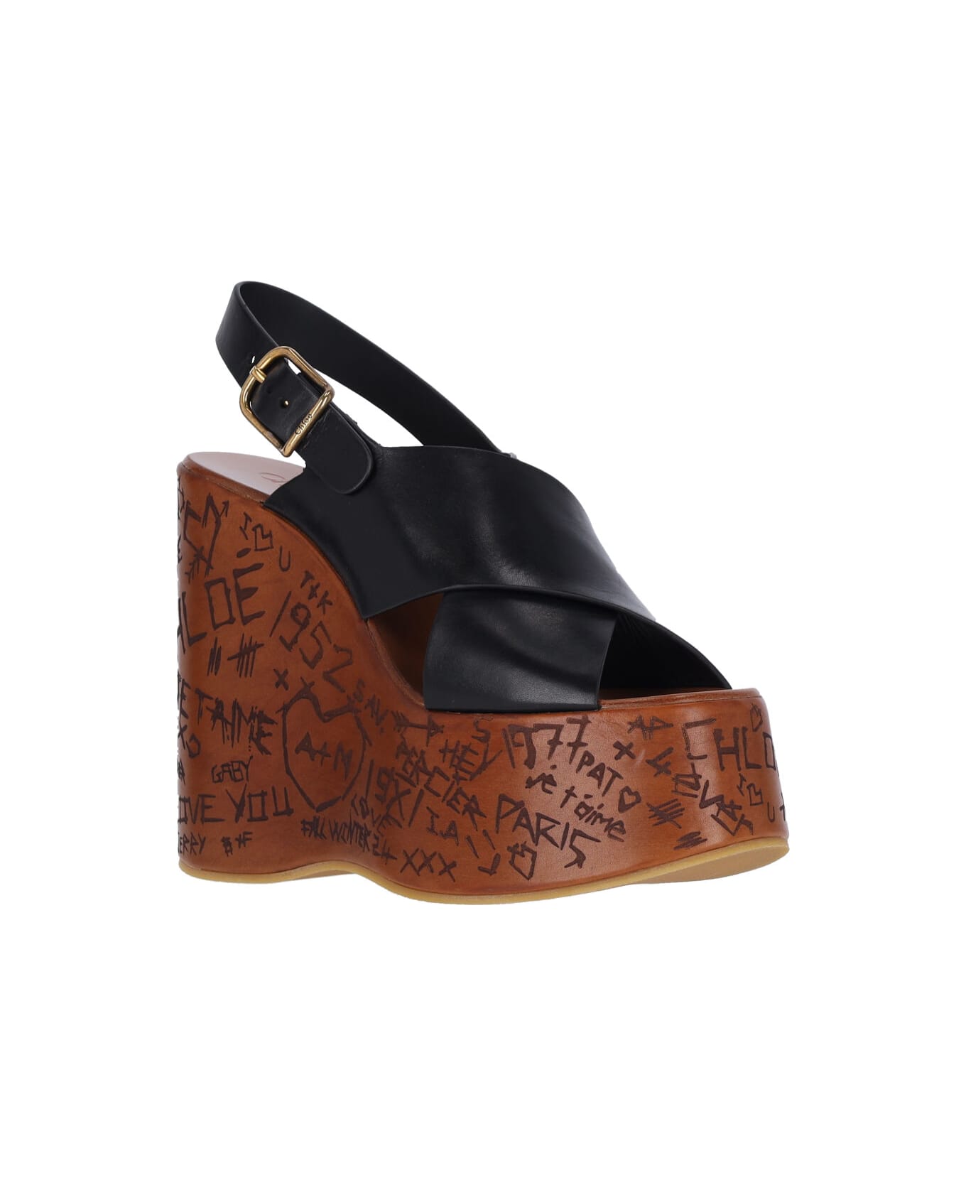 Chloé 'maxime' Wedge Sandals - Black
