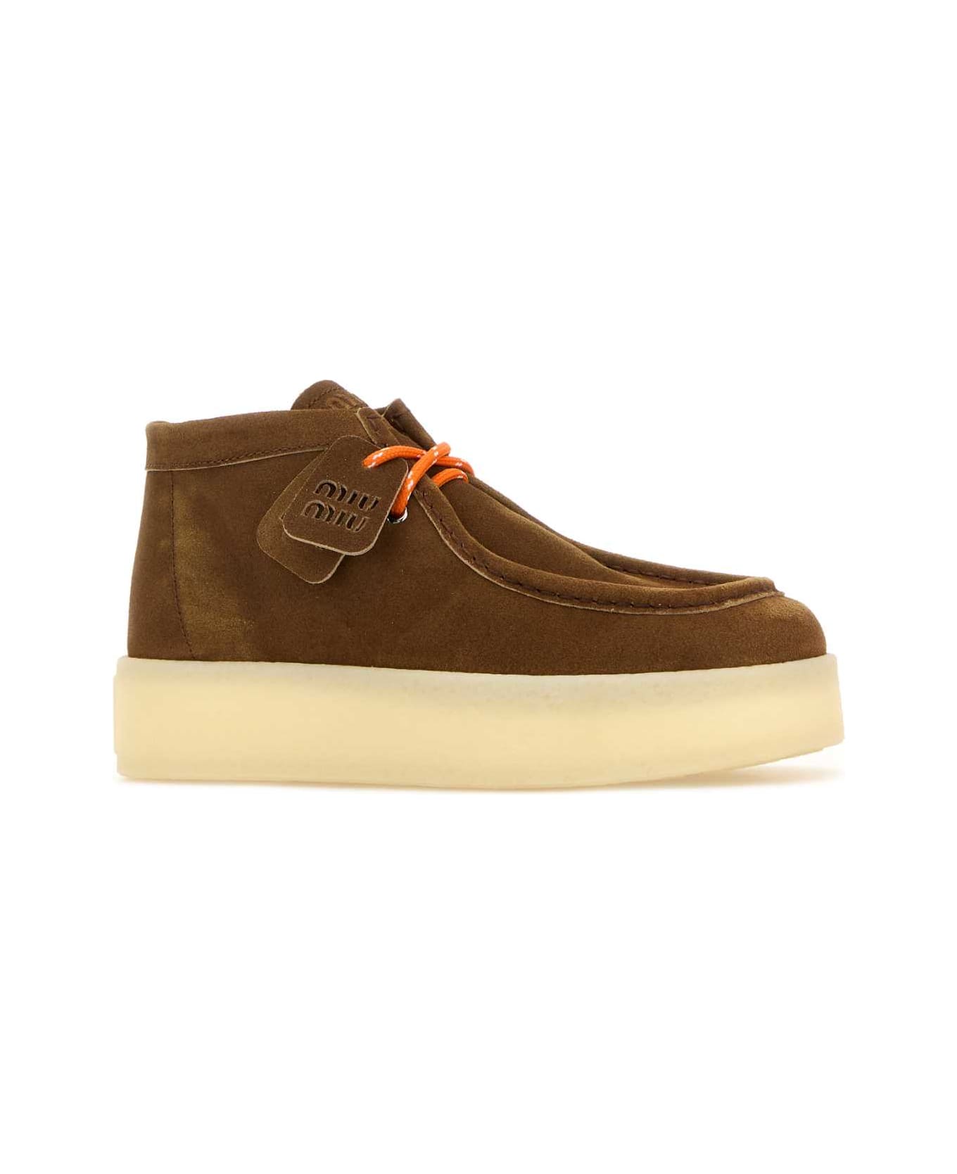 Miu Miu Brown Suede Ankle Boots - CANNELLA