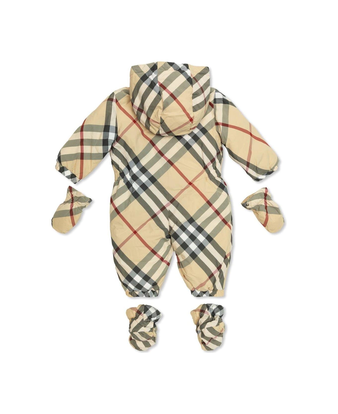 Burberry Checked Down Overalls - NEUTRALS