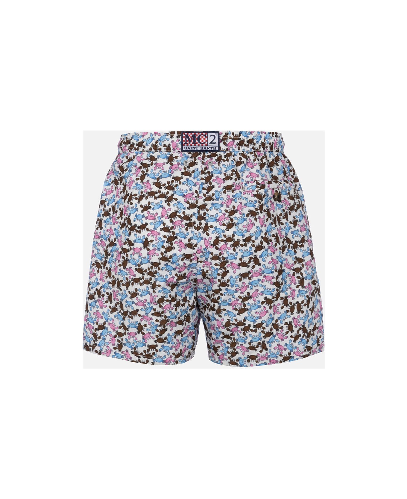 MC2 Saint Barth Man Lightweight Fabric Swim-shorts Lighting Micro Fantasy With Crabs Print - WHITE