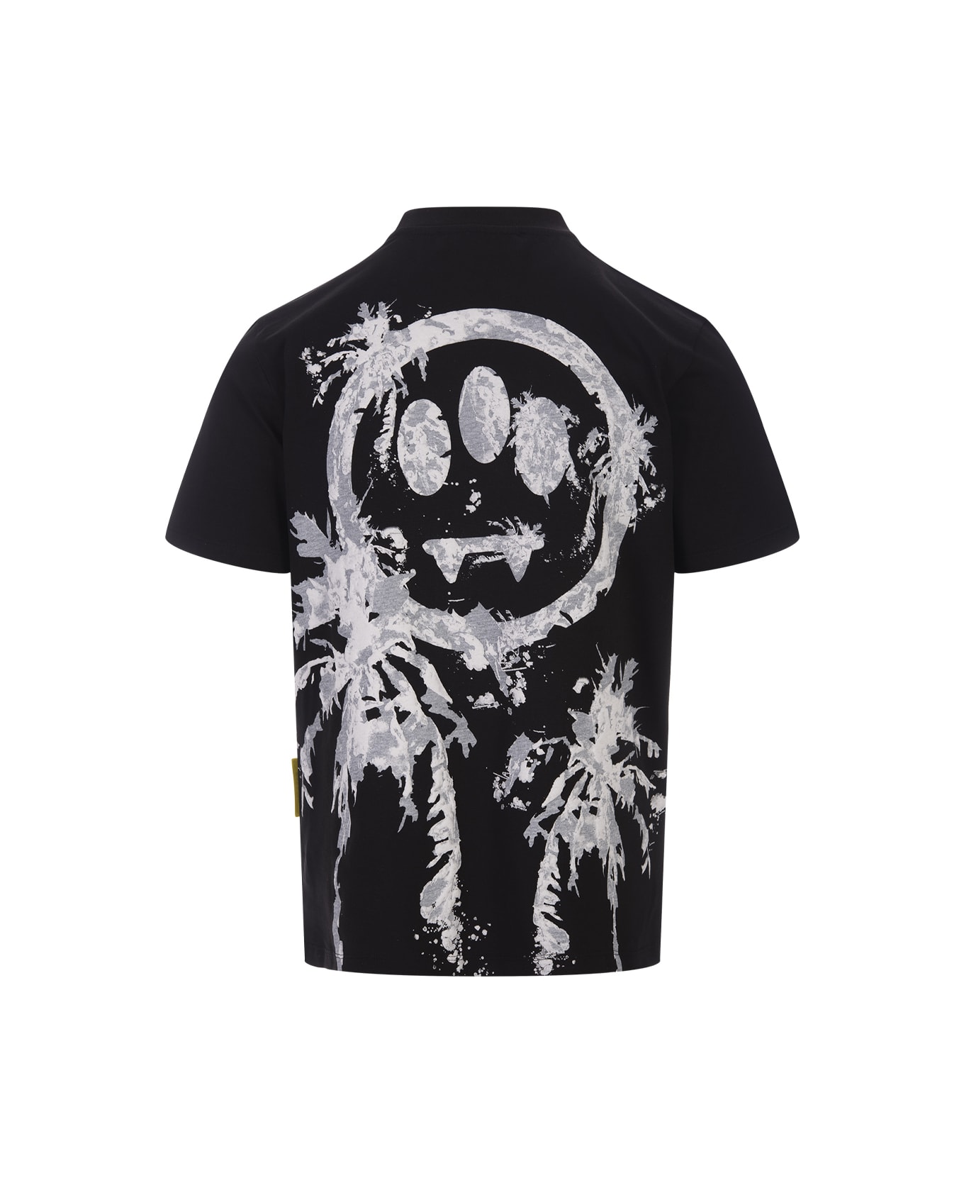 Barrow Black T-shirt With 3d Palm Tree Print - Black