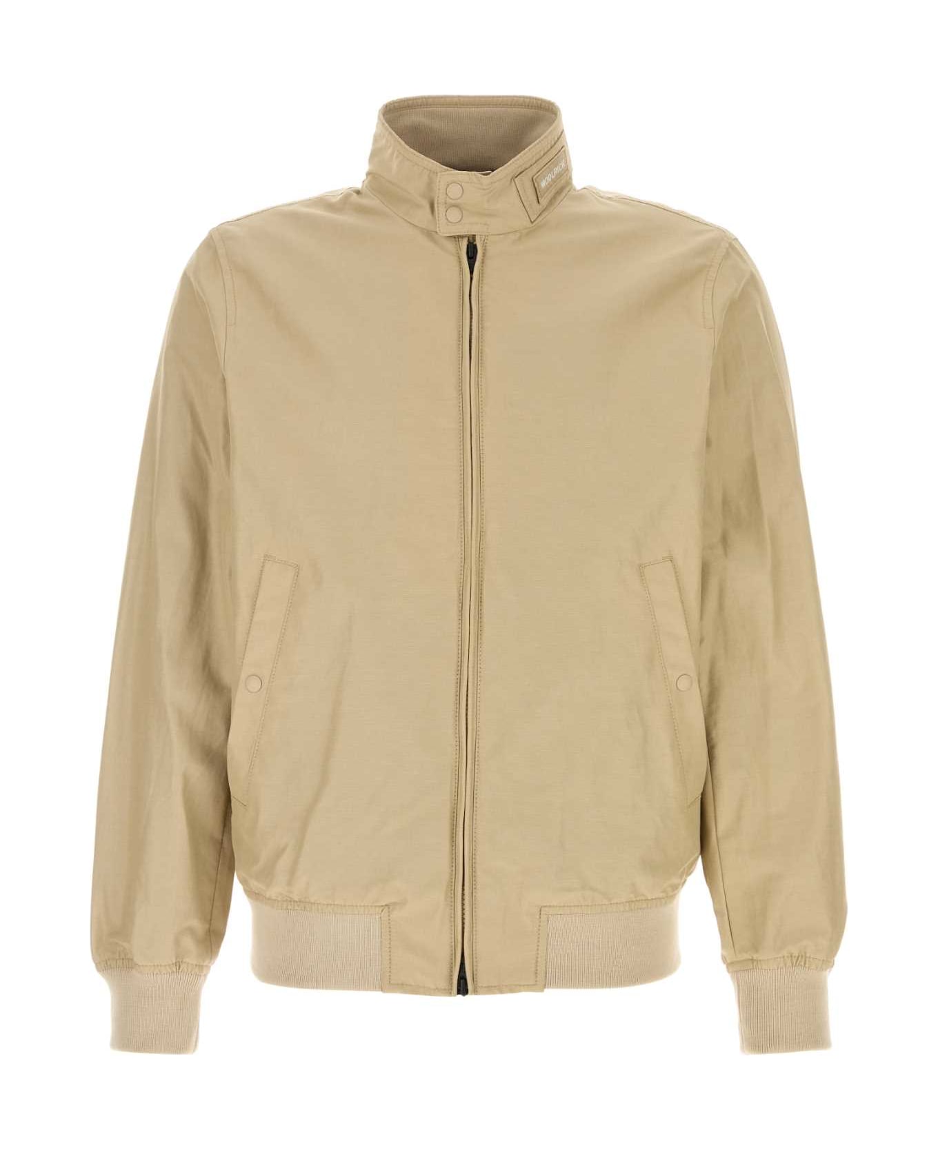 Woolrich Sand Cotton Blend Cruiser Bomber Jacket - WHITEPEPPER