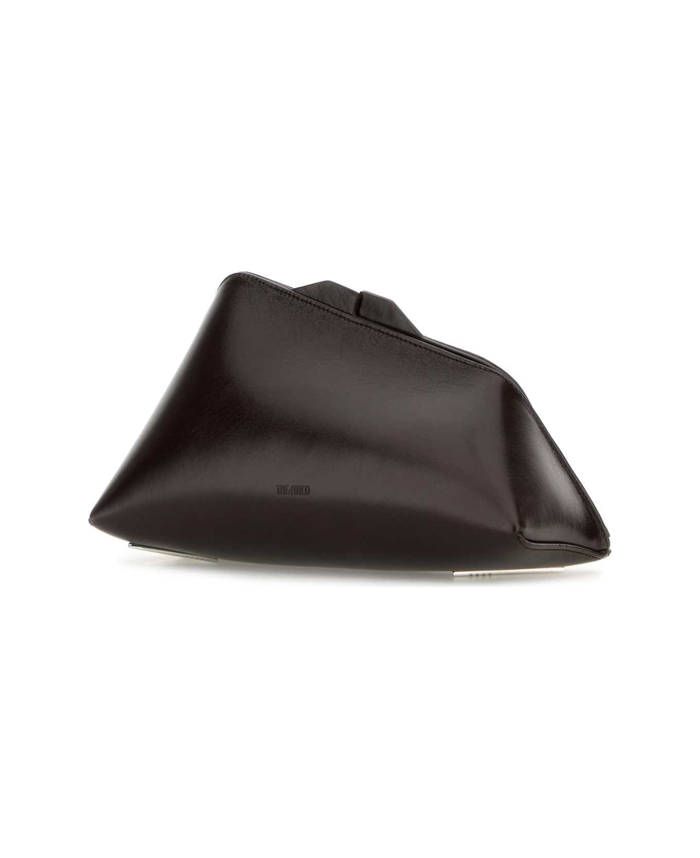 The Attico Chocolate Leather 8.30 Pm Clutch - DARKBROWN