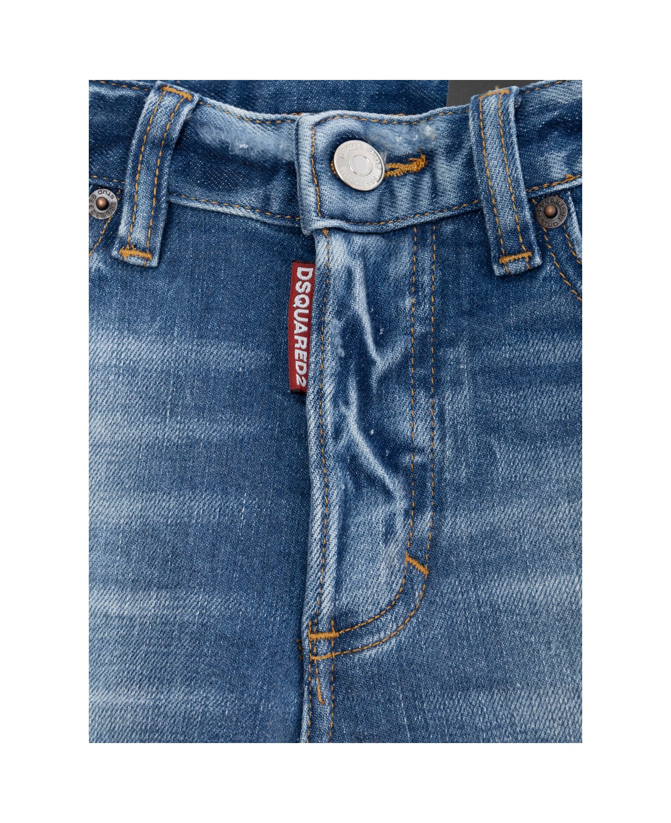 Dsquared2 'boss 10' Blue Jeans With Logo Patch On The Rear And Ripped Details In Denim Boy - Blu