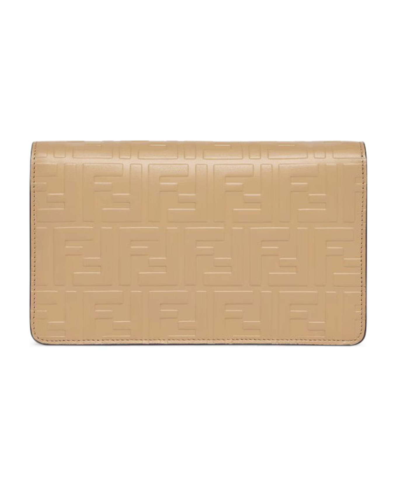 Fendi Wallet On Chain Calf Stampa - Miele Dark Gold Soft