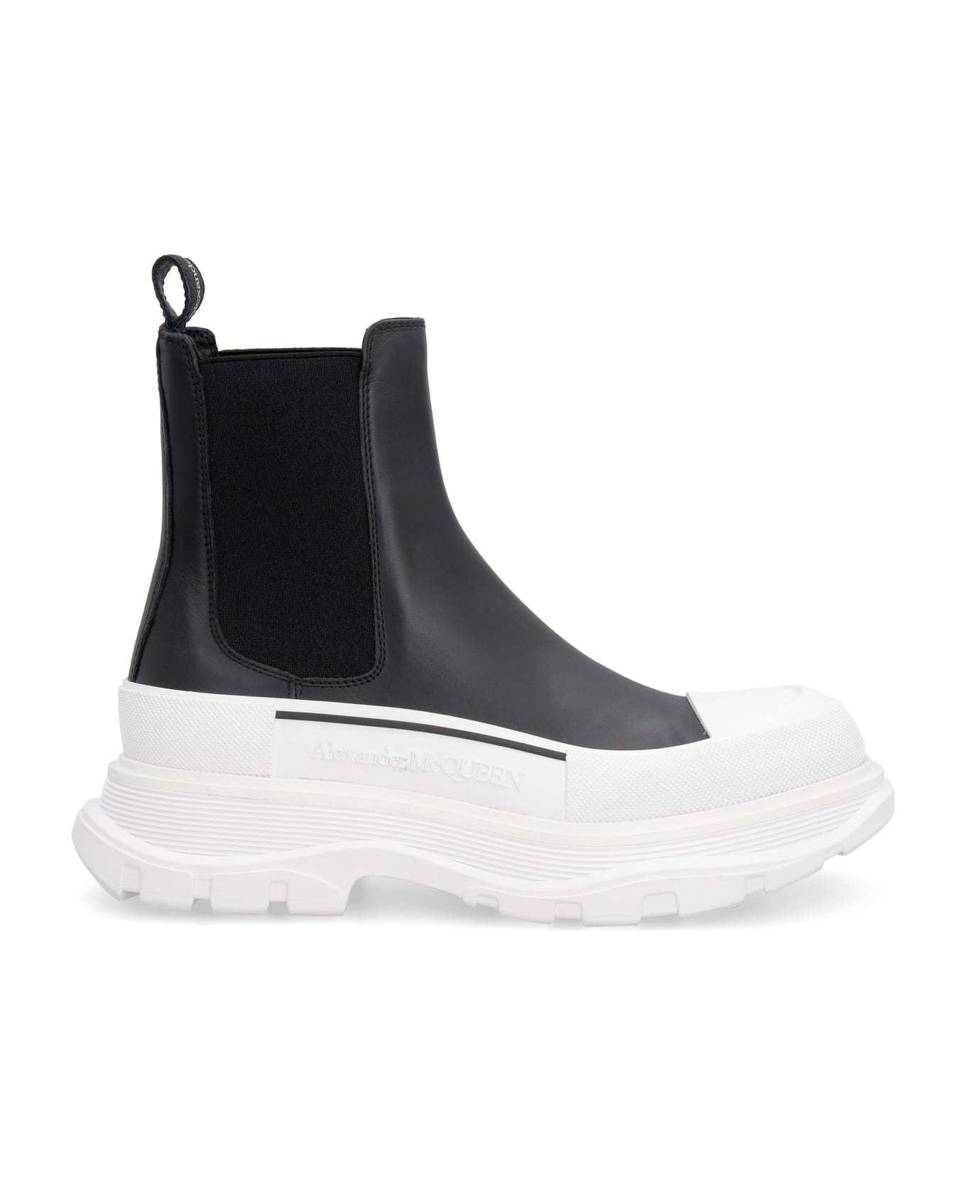 alexander mcqueen black tread slick chelsea boots