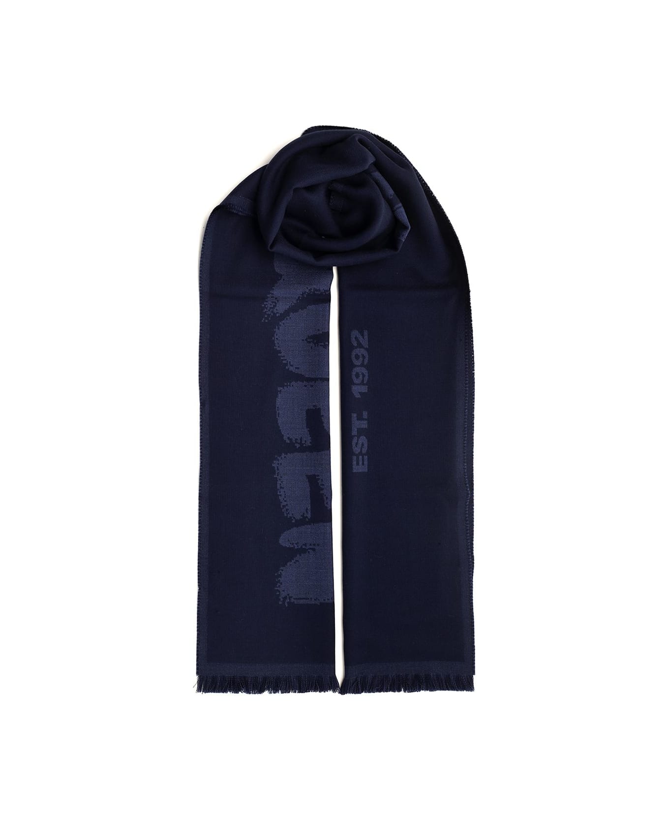 Alexander McQueen Oversized "mcqueen Graffiti" Scarf - Blue