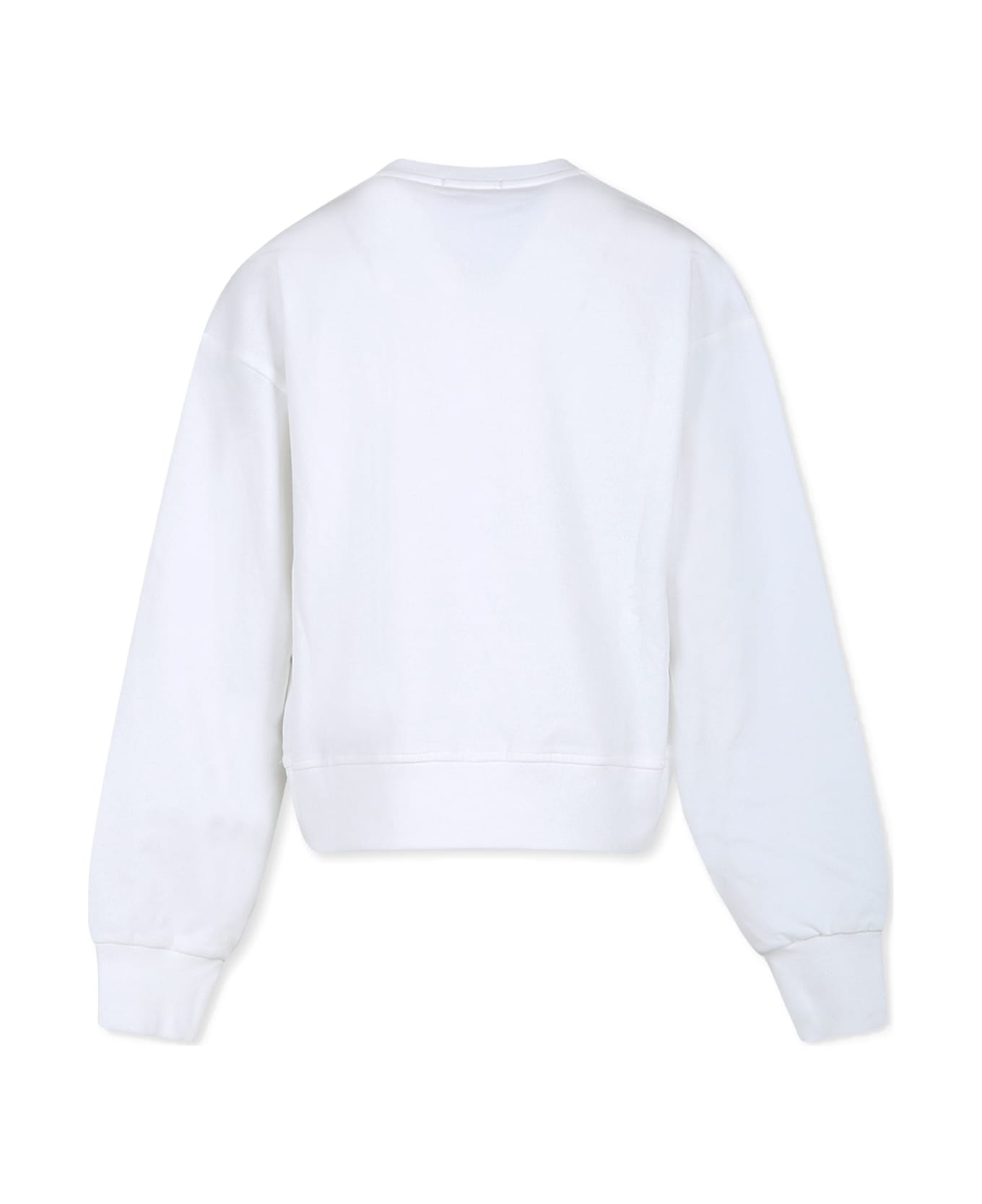 Pinko White Sweatshirt For Girl With Logo - White