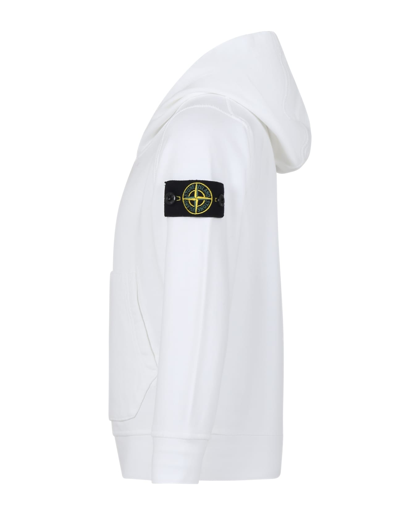 Stone Island Junior White Sweatshirt For Boy With Iconic Logo - White ニットウェア＆スウェットシャツ