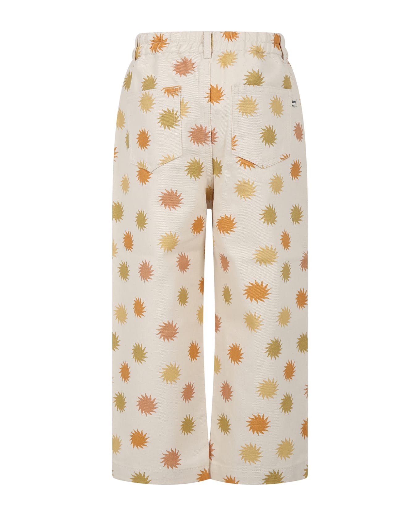 The New Society Beige Trousers For Kids With Sun Print - Beige