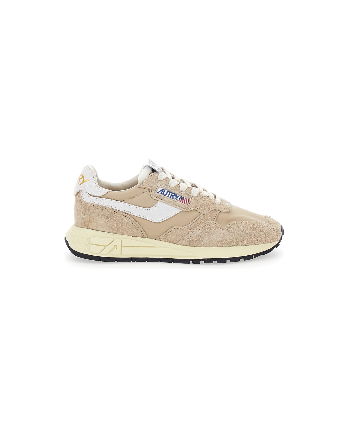 Autry 'reel Wind' Beige Low Top Sneakers With Logo Detail In Suede Woman - Beige