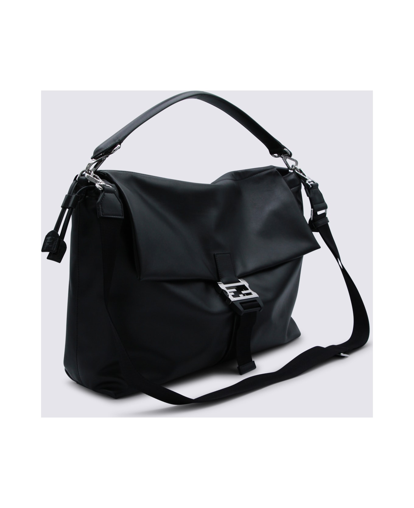Fendi Black Leather Mamma Baguette Bag - Black
