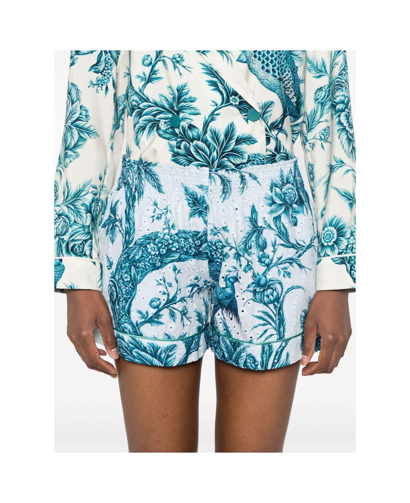 For Restless Sleepers Printed Cotton Shorts - Blue