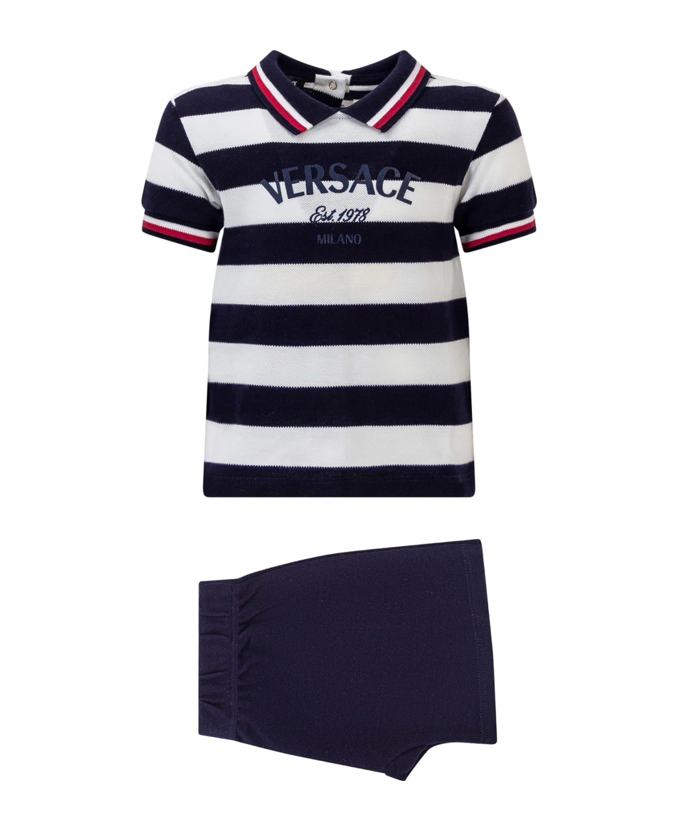 Versace Polo And Shorts Set - BLU NAVY-MULTICOLOR ボディスーツ＆セットアップ