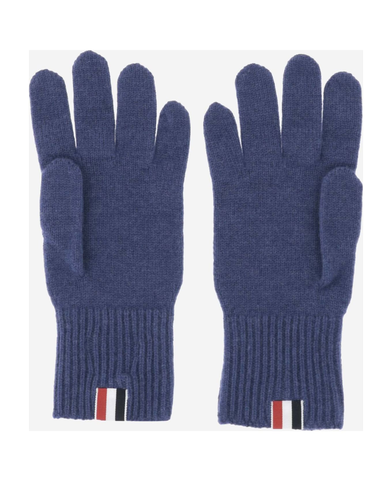 Thom Browne Wool Gloves With Tricolor Pattern - Blue