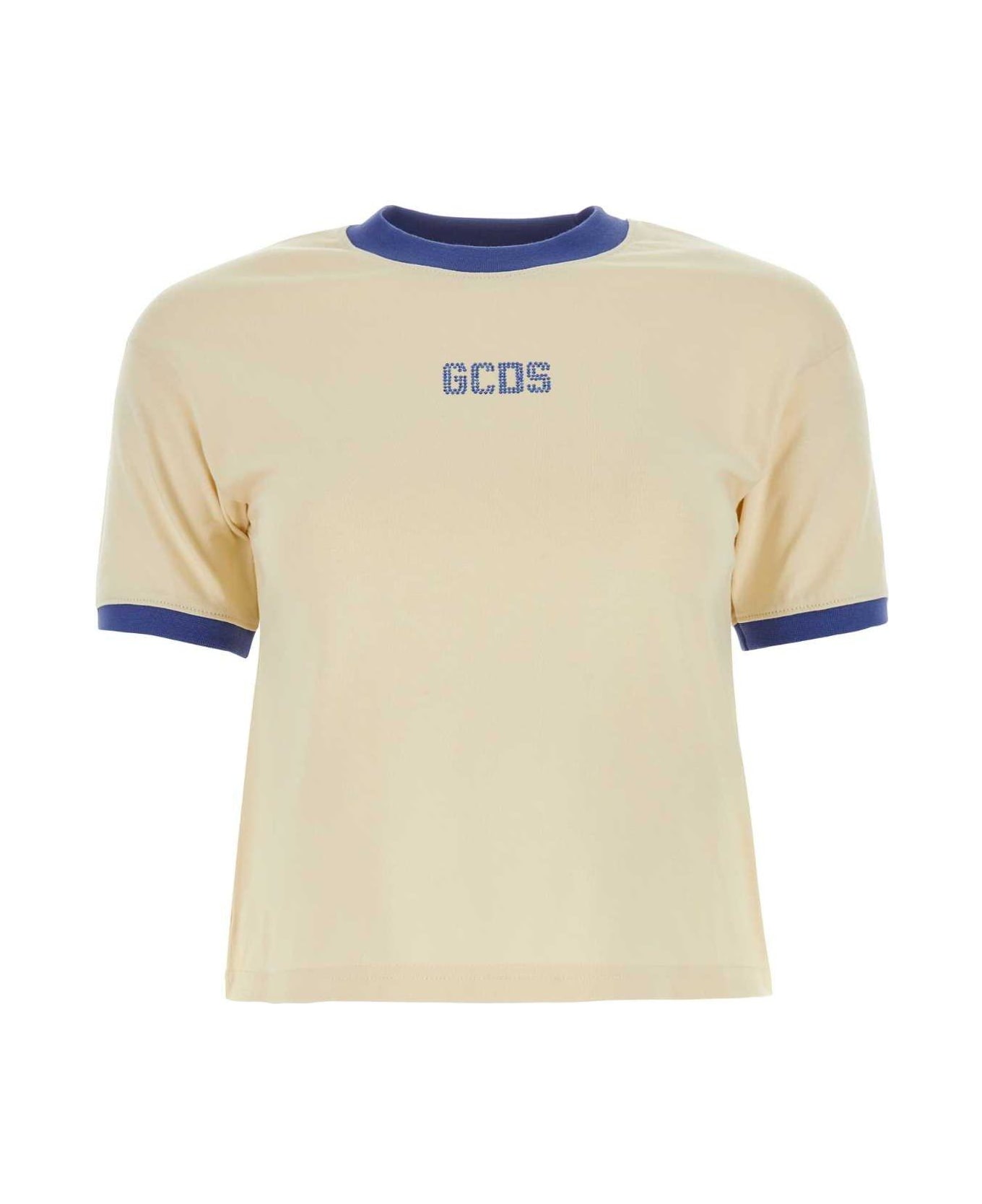 GCDS Logo Embellished Crewneck T-shirt - Light Blue